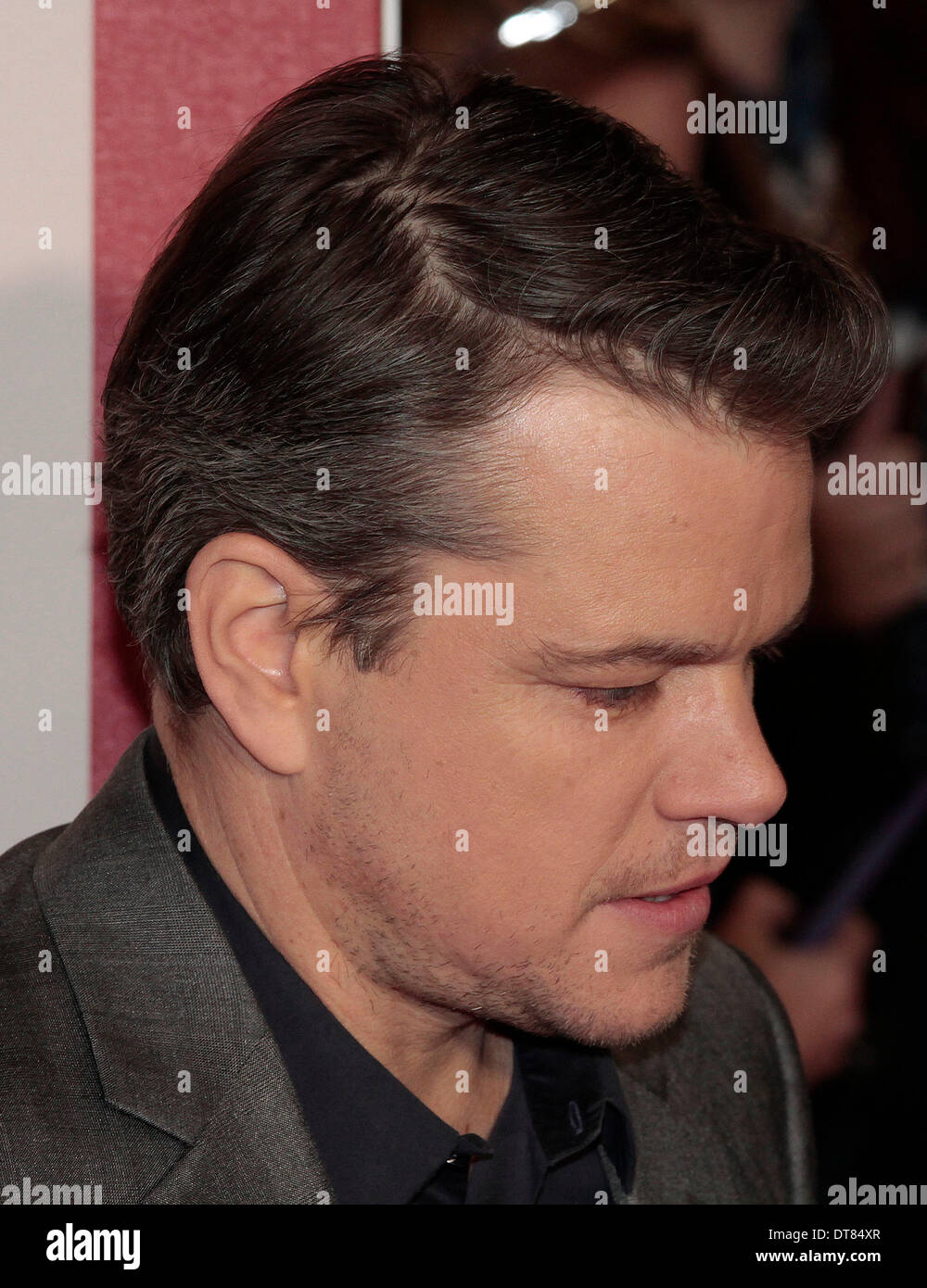 London, UK, 11. Februar 2014 Matt Damon kommt bei der UK-Premiere von "The Monuments Men'' im Odeon Leicester Square Foto: MRP Credit: MRP/Alamy Live News Stockfoto