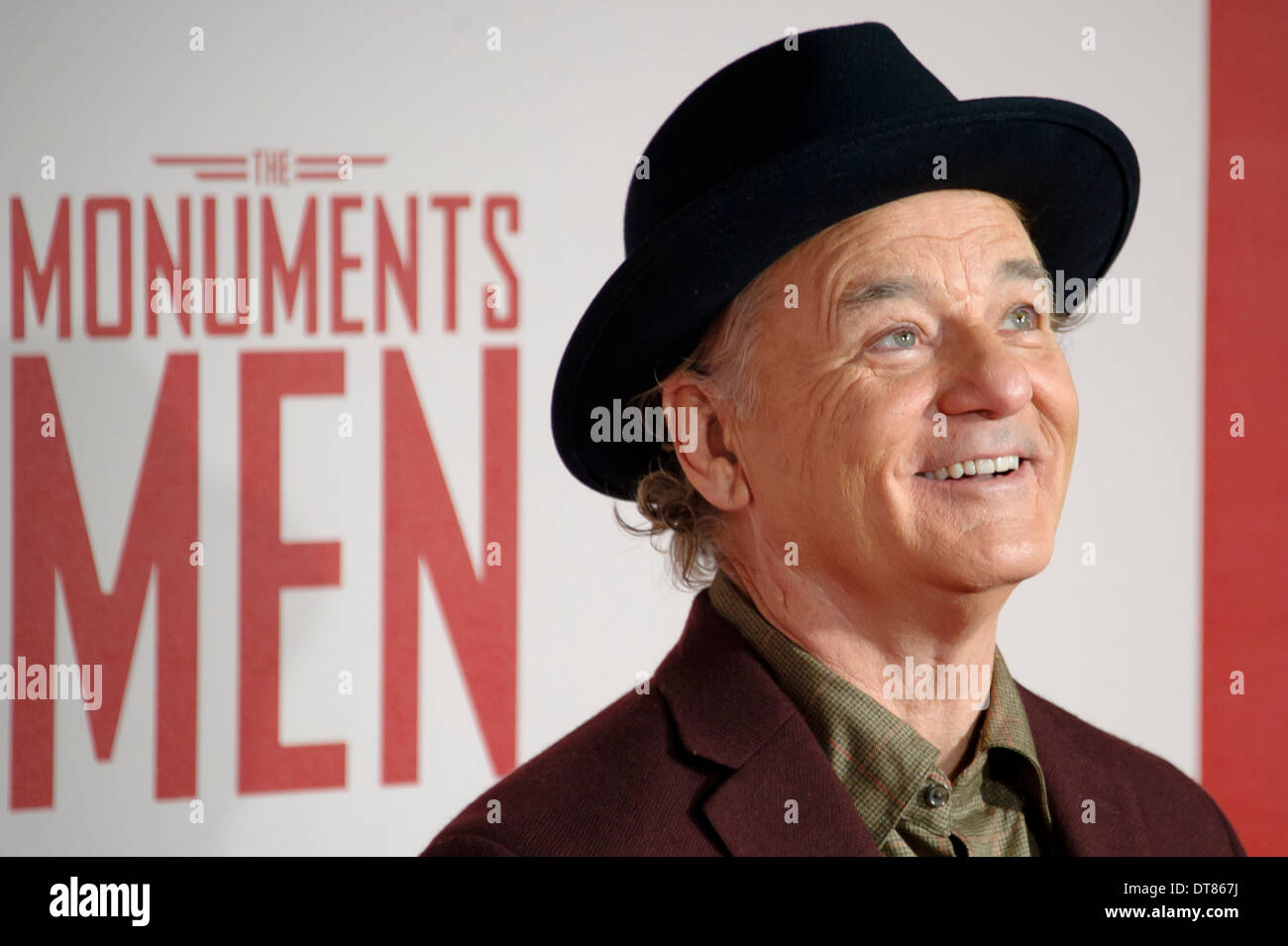 Bill Murray kommt für die UK-Premiere von "The Monuments Men" zu einem zentralen London Kino, London. Stockfoto