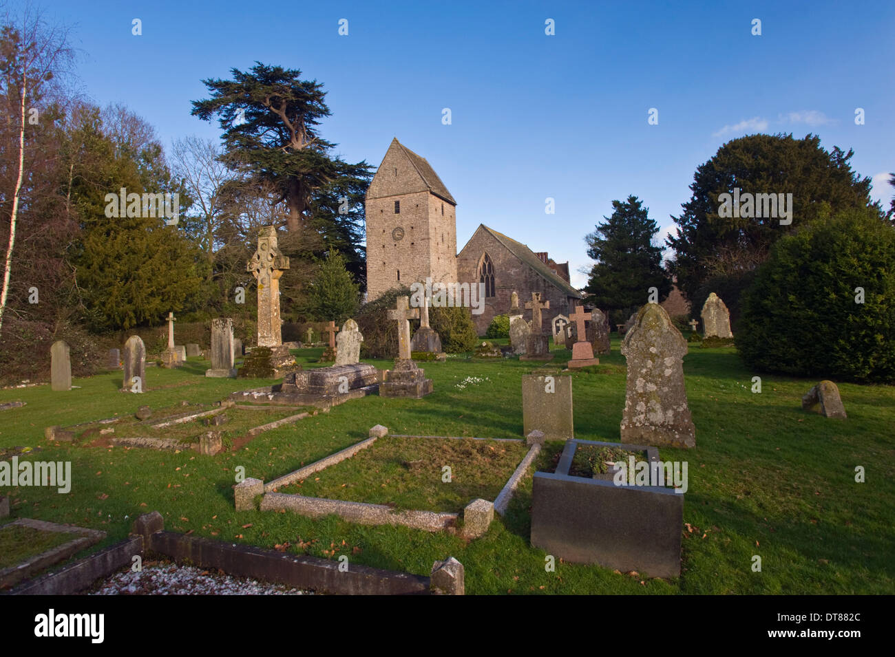 St. James Church, Kinnersley, Herefordshire, England, Vereinigtes Königreich. Ein Grad 1 denkmalgeschütztes Gebäude aus dem 12. Jahrhundert. Stockfoto