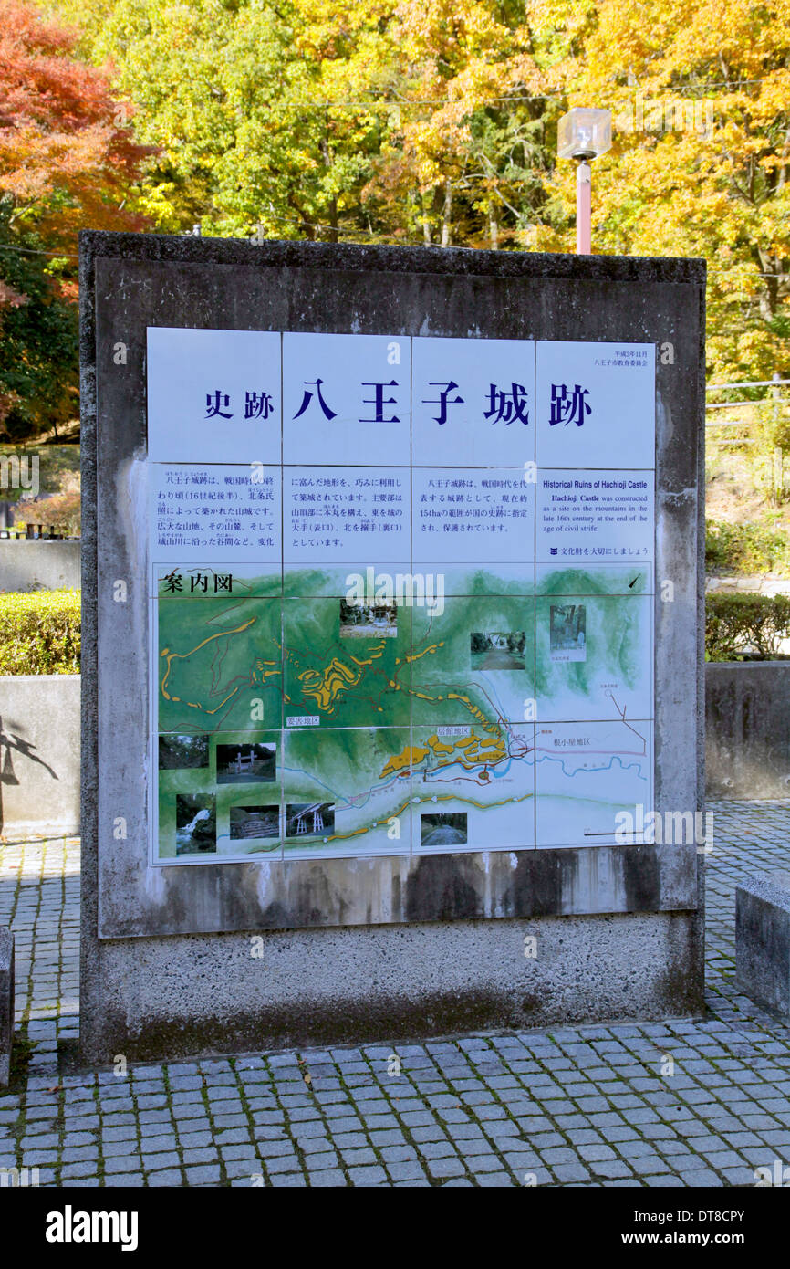 Hachioji Burg Informationen und Karte Tokio Stockfoto