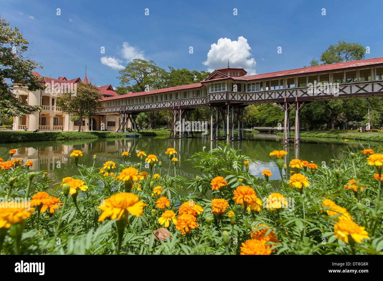 Schöne traditionelle thailändische Architektur König Rama VI Palast Nakhornpathom, Thailand Stockfoto