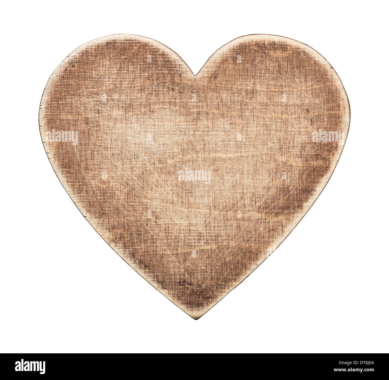 Herz aus Holz Form Board, isoliert Stockfoto