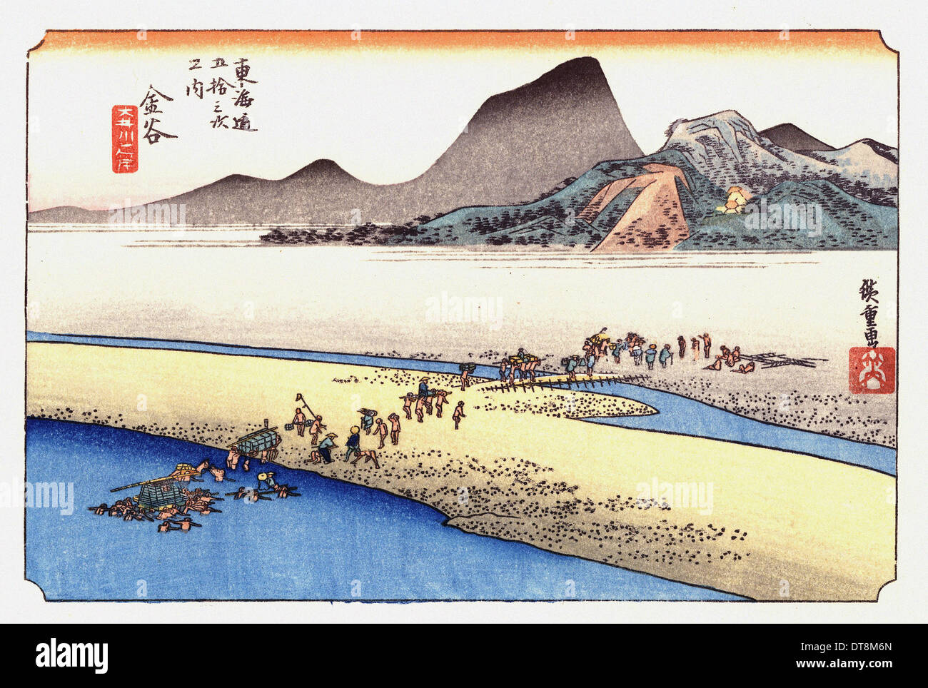 Utagawa Hiroshige - 歌川 広重 - die 53 Stationen des Tokaido - Kanaya Stockfoto