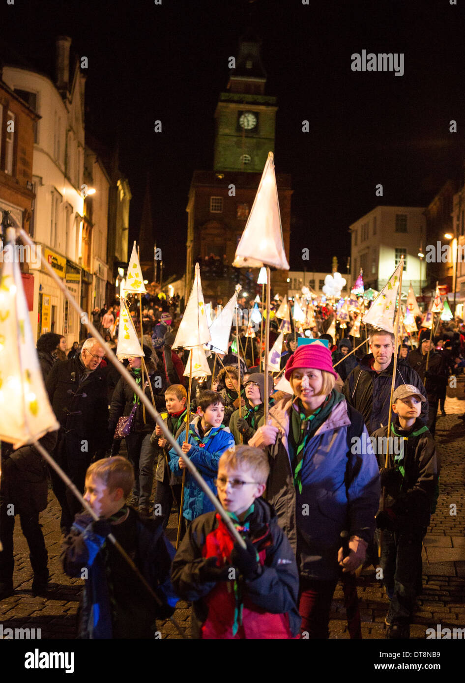 Großen Burns Supper 2014, Heimkehr Karneval durch die Straßen von Dumfries Stockfoto