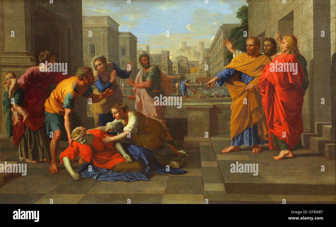Nicolas Poussin - der Tod des Saphir - 1652 - Louvre - Paris Stockfoto
