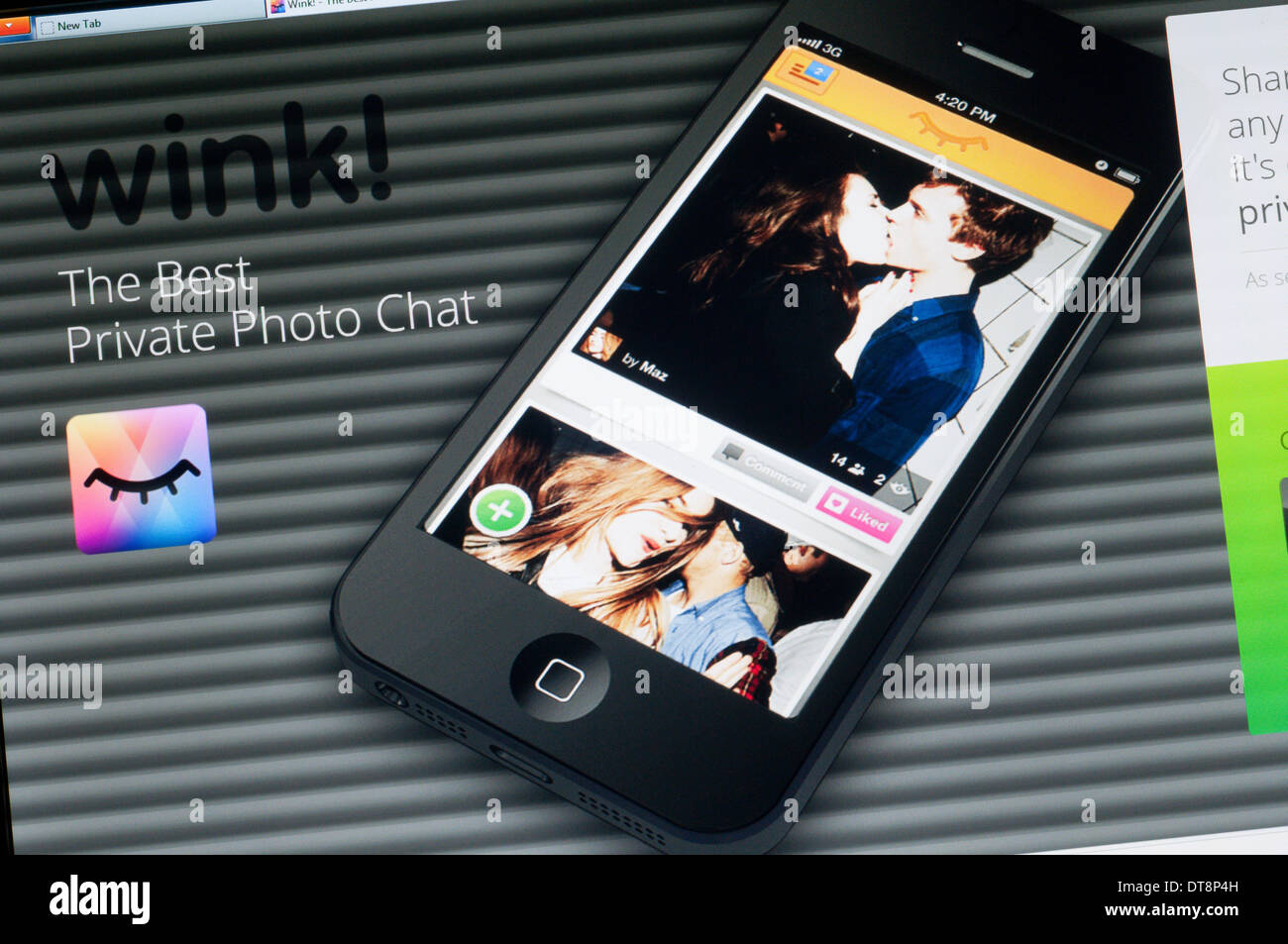 Die Homepage der Website für den Wink! Mobile "Telefon-app, die behauptet, die besten privaten Foto-Chat zu bieten. Stockfoto