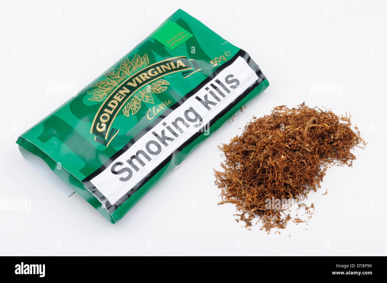 Zellophan Pack und losen Tabak Stockfoto