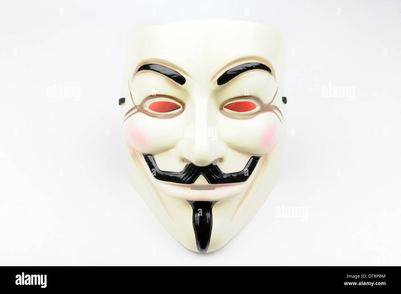 Konzeptbild von Guy Fawkes Maske auf neutralem Hintergrund. Stockfoto