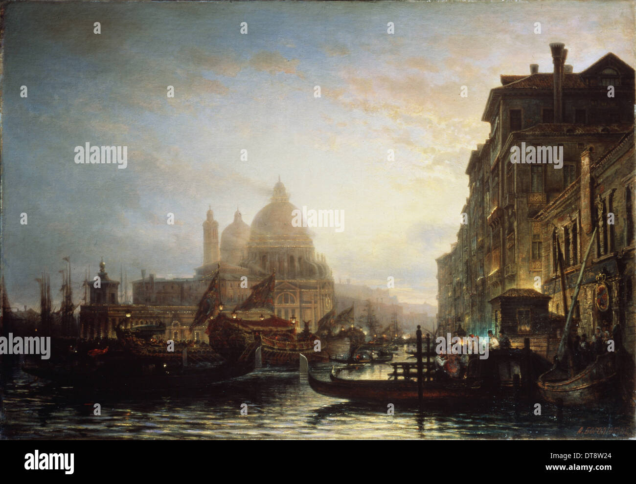 Venedig bei Nacht, 1856. Künstler: Bogolyubov, Alexei Petrovich (1824-1896) Stockfoto