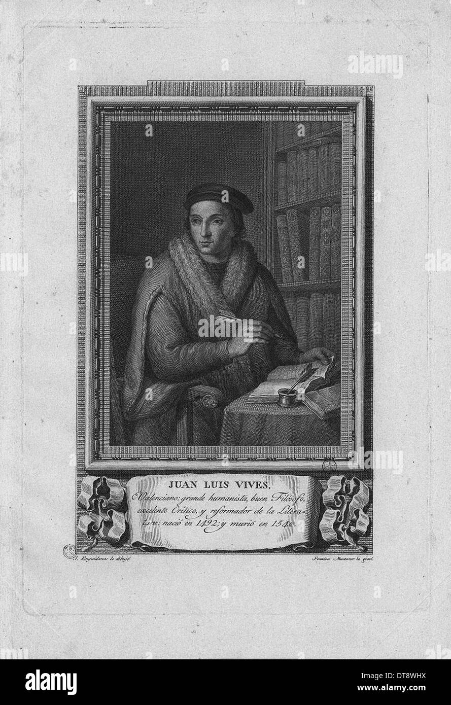 Porträt des Juan Luis Vives (1492-1540), 1791. Künstler: López Enguídanos, José (1751-1812) Stockfoto