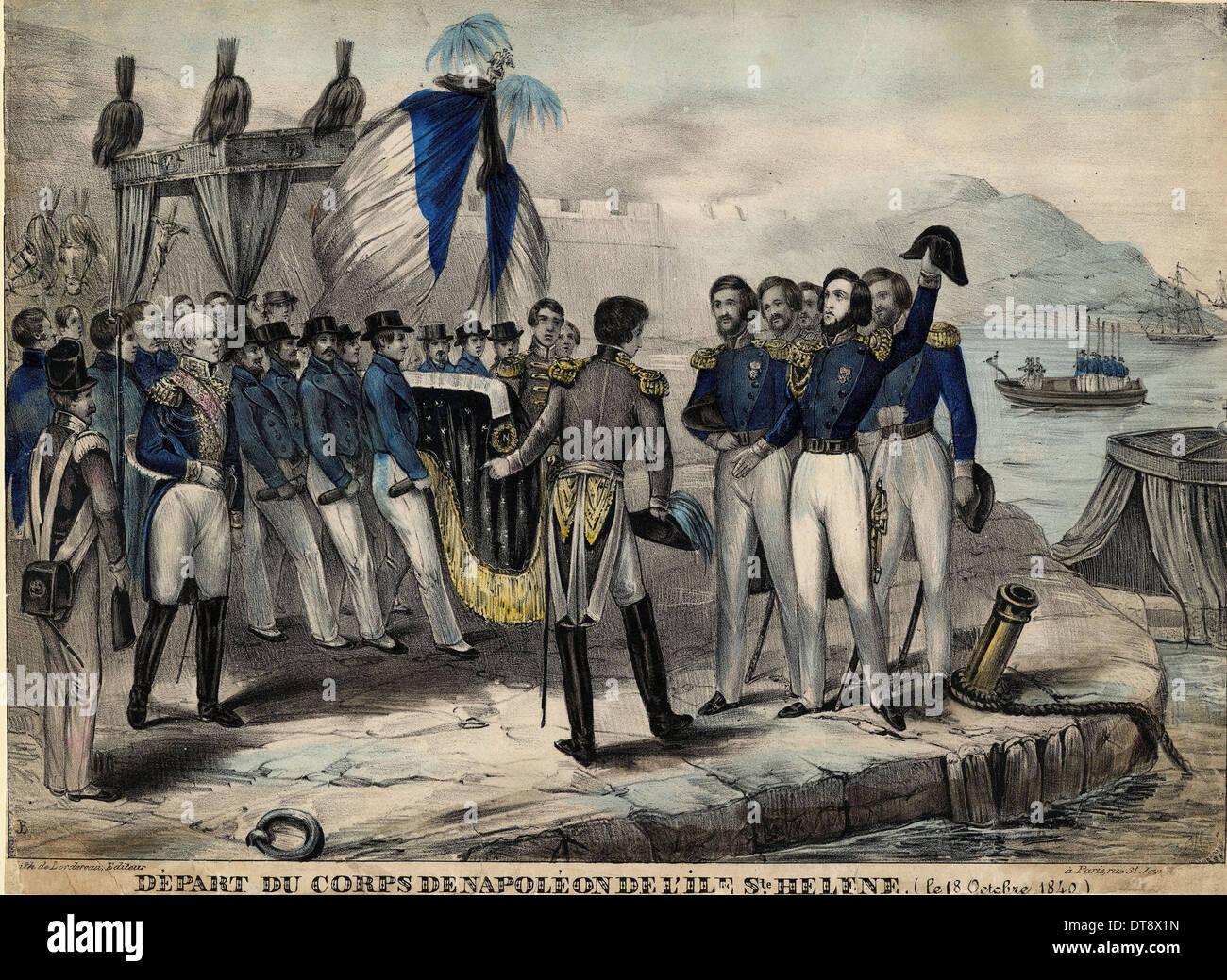 Napoleons Gefolge vor der Abfahrt nach St. Helena, um 1840. Künstler: anonym Stockfoto