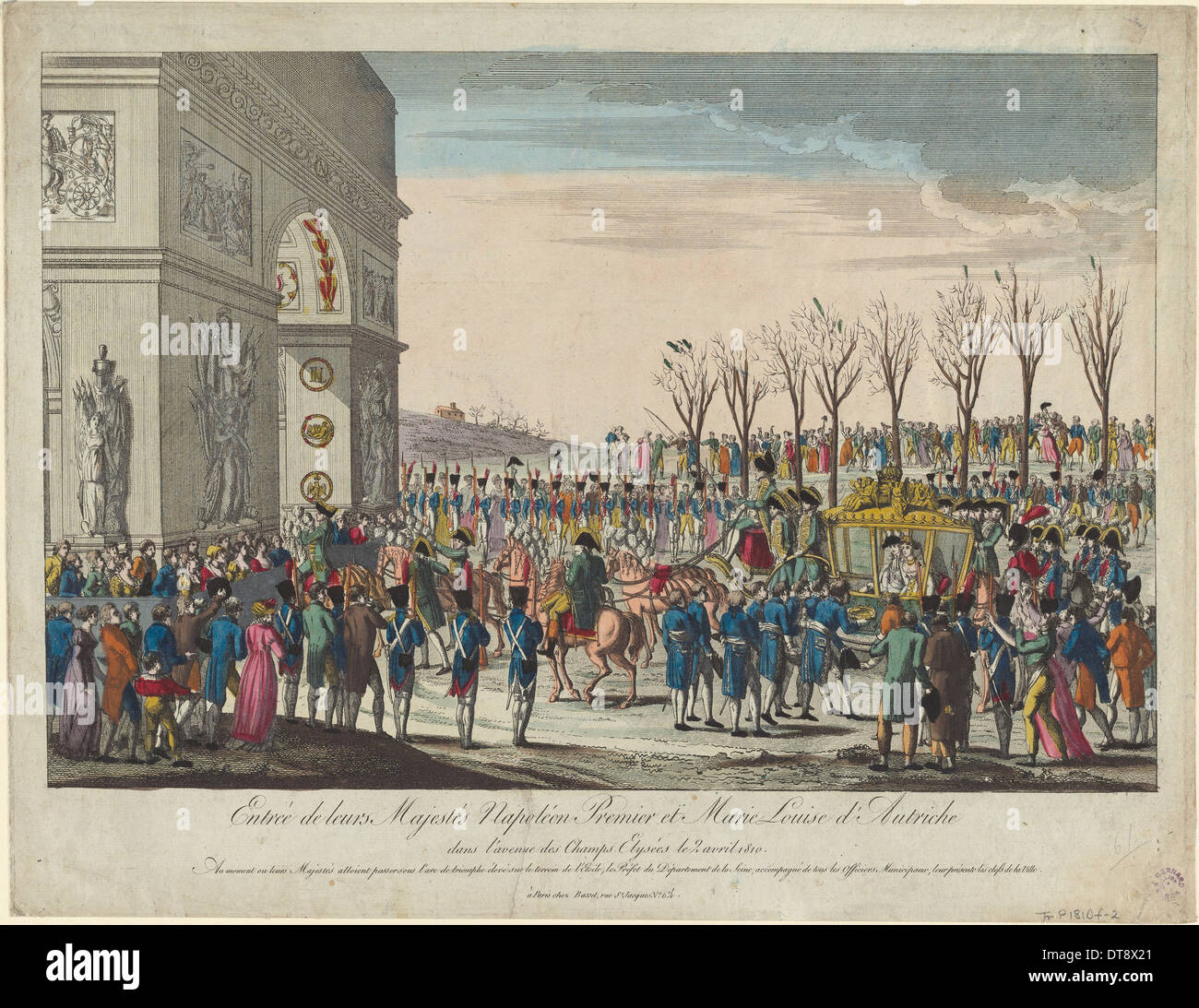 Der Hochzeitszug von Napoleon und Marie-Louise entlang der Champs-Elysées auf 2. April 1810, 181 Künstler: anonym Stockfoto