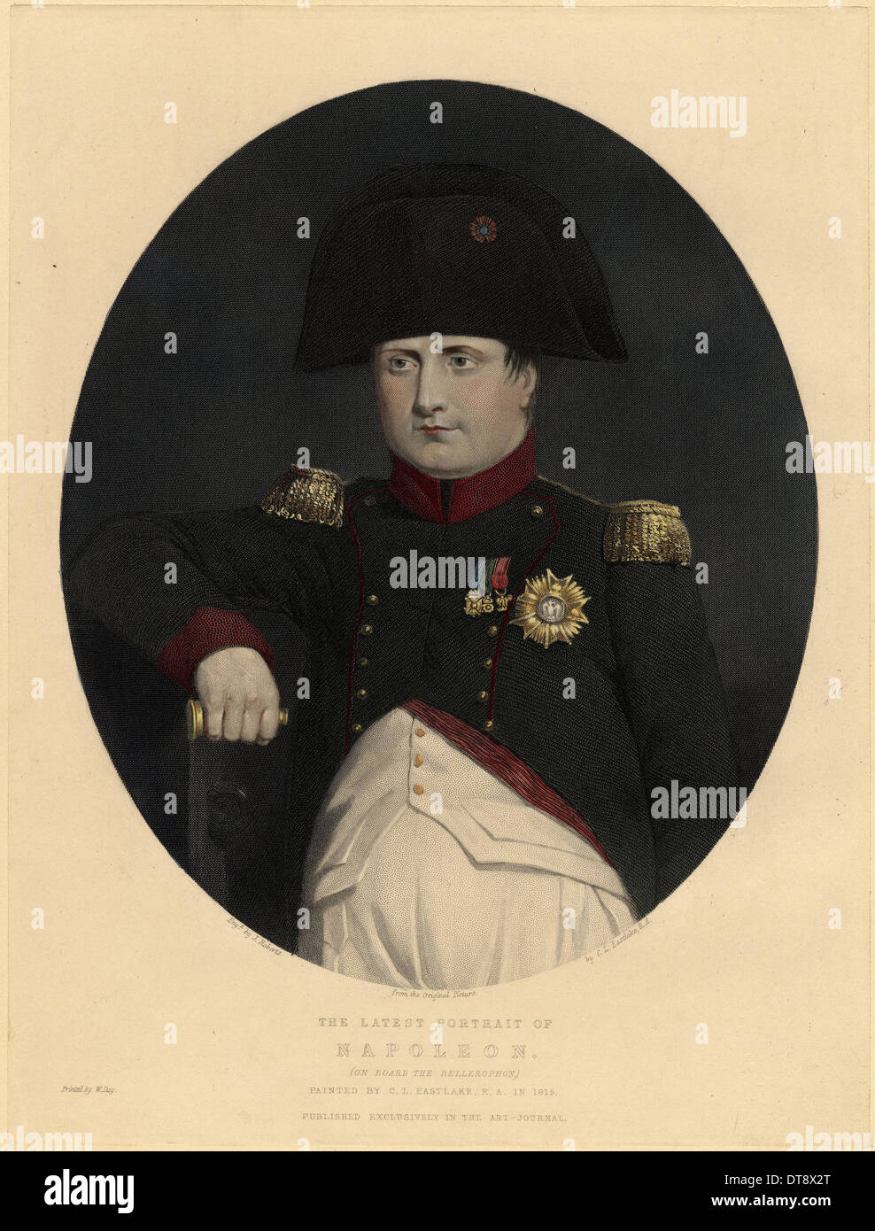 Neueste Portrait von Napoleon an Bord der Bellerophon, 1815. Künstler: Eastlake, Sir Charles Lock (1793-1865) Stockfoto