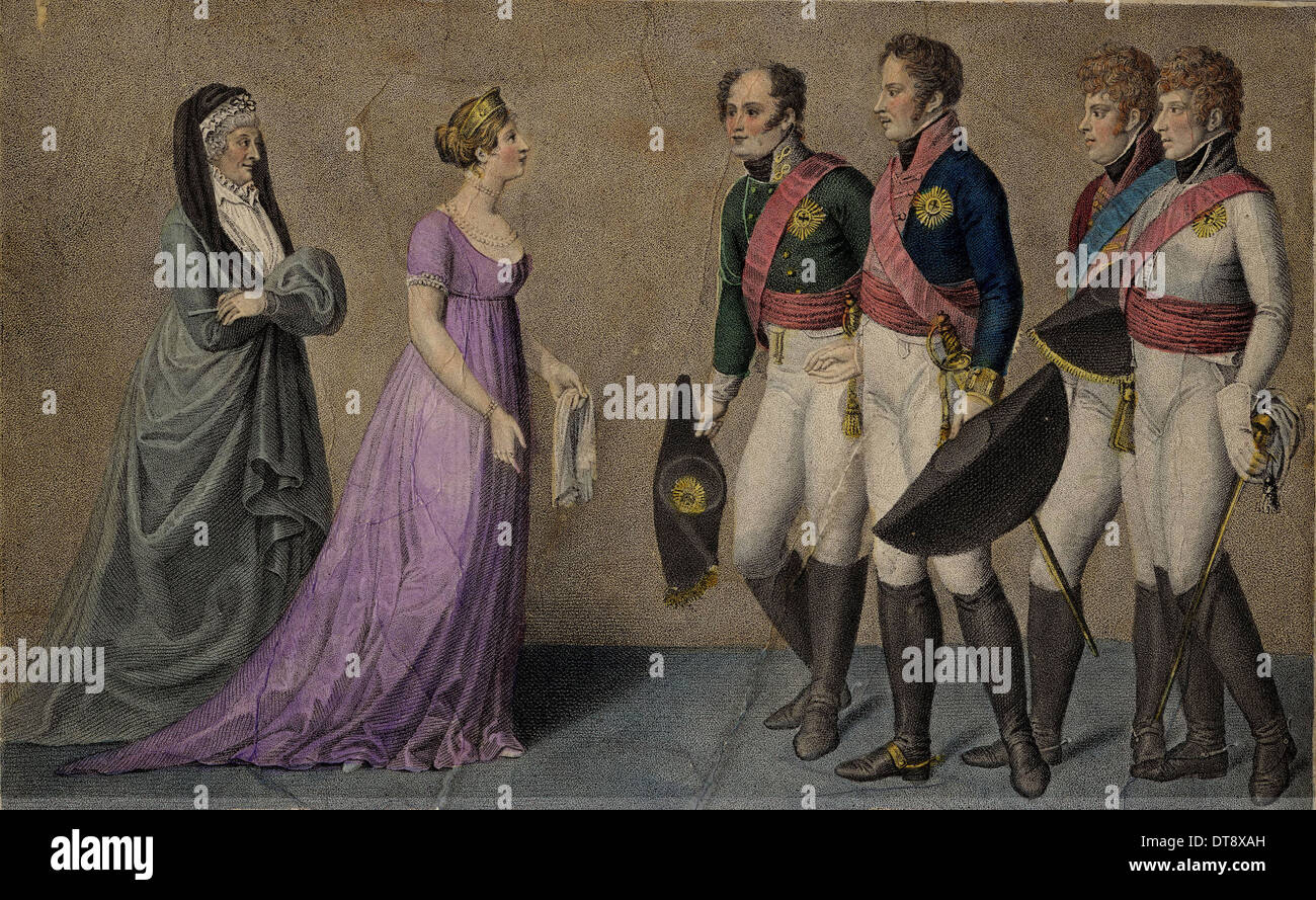 Empfang des Kaisers Alexander in Memel durch ihre Majestäten Frederick William und Louisa Pruss Künstler: anonym Stockfoto
