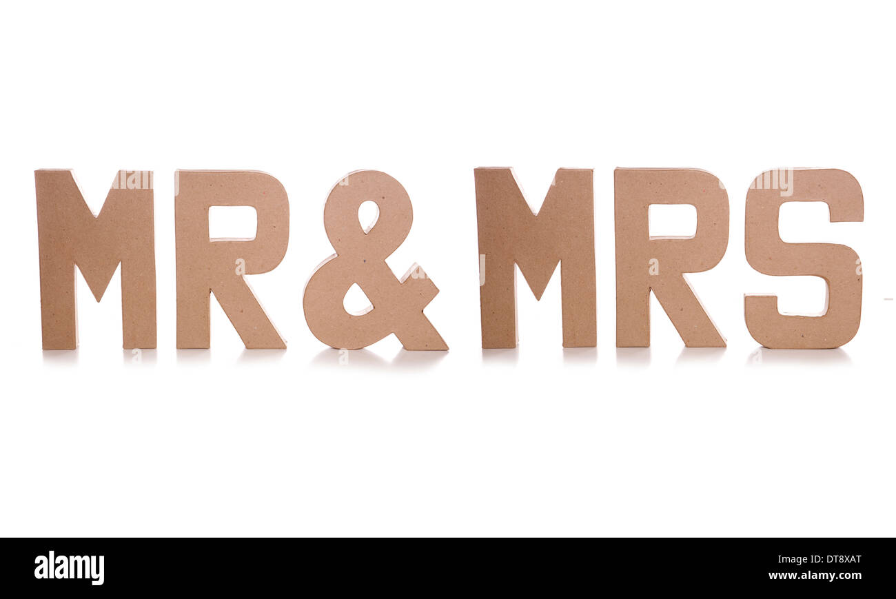Herr & Frau Decoupage-Buchstaben-Ausschnitt Stockfoto