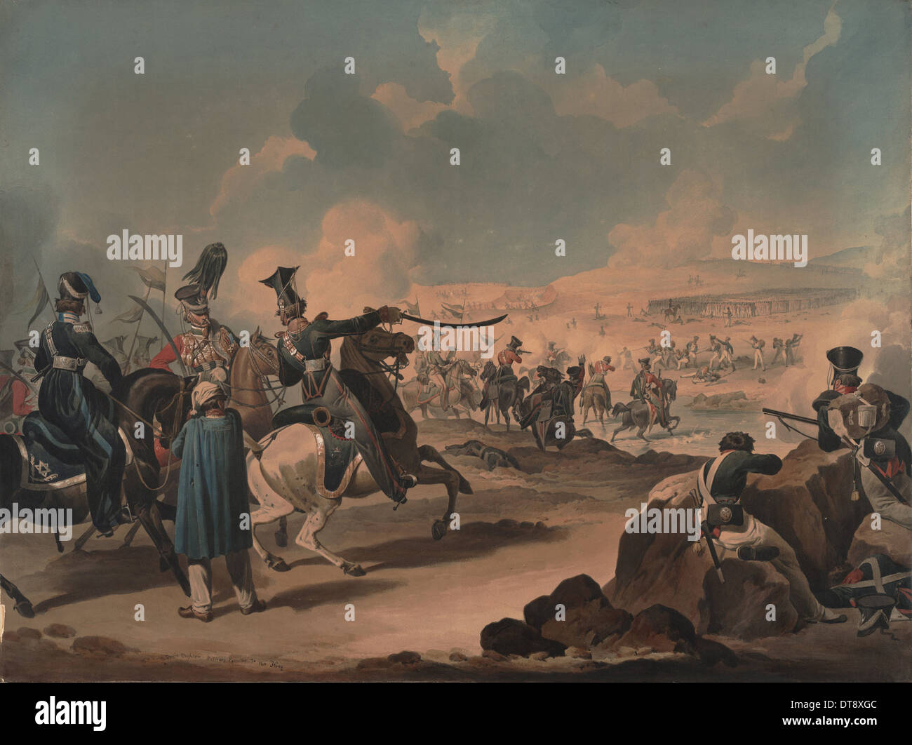 Russische Kavallerie Angriff auf französische Infanterie bei Borodino, ca. 1813. Künstler: Dighton, Denis (1792-1827) Stockfoto