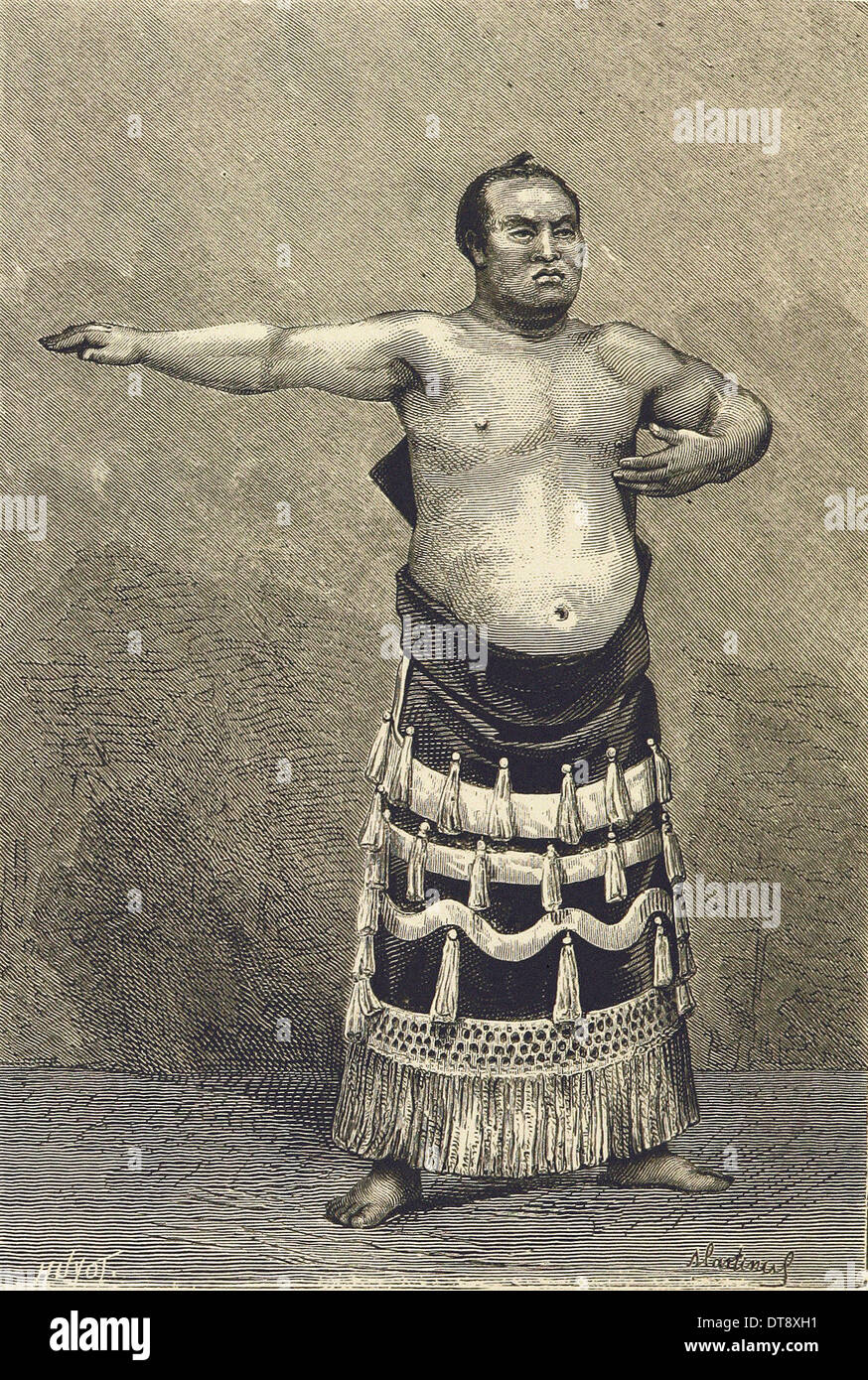 Japanischer Sumo-Ringer - British Gravur XIX Jahrhundert Stockfoto