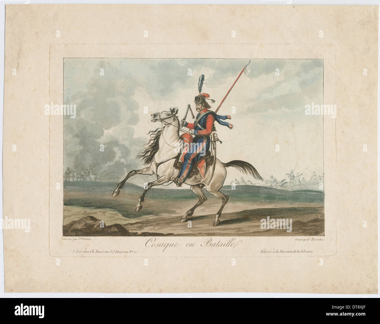 Kosaken in der Schlacht, 1815. Künstler: Vernet, Carle (1758-1836) Stockfoto
