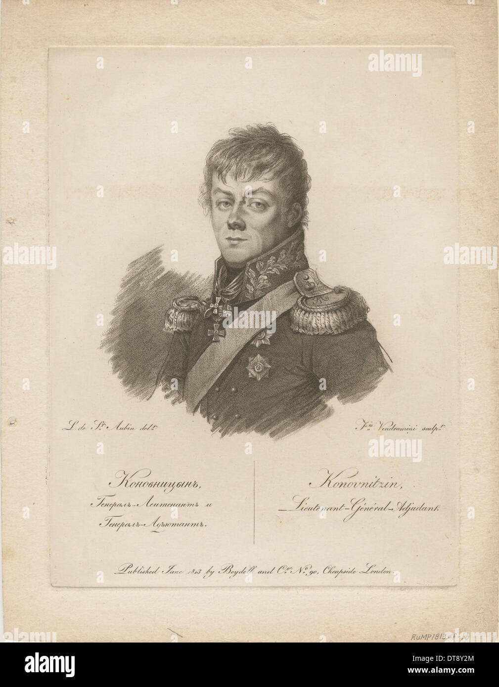 Porträt von Graf Pjotr Petrowitsch Konovnitsyn (1764-1822), 1813. Künstler: Vendramini, Francesco (1780-1856) Stockfoto