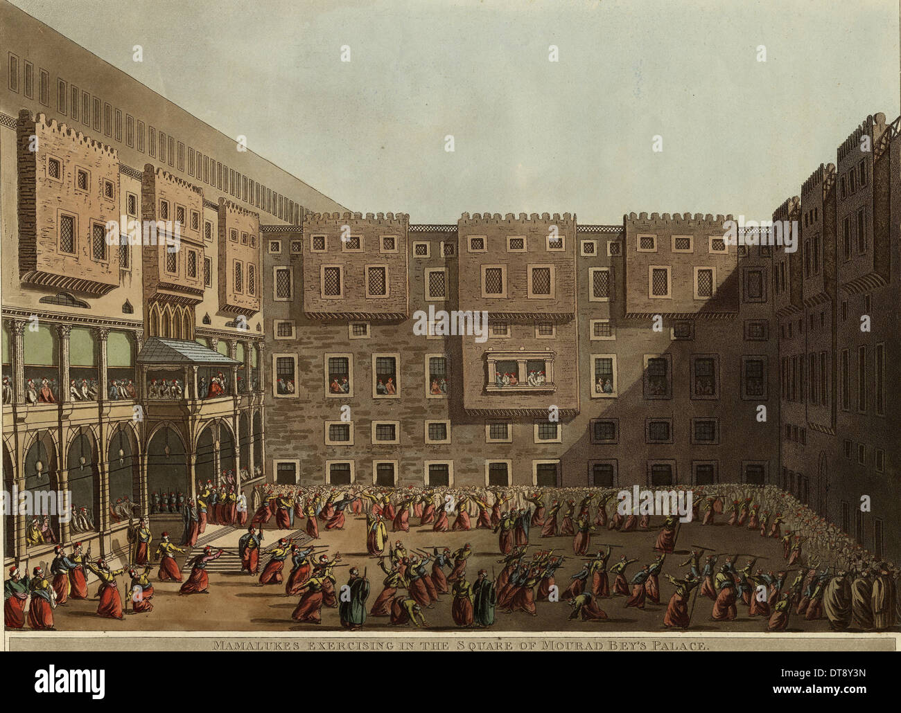 Training auf dem Platz von Murad Bey-Palast, 1802 Mamluks. Künstler: Mayer, Luigi (1755-1803) Stockfoto