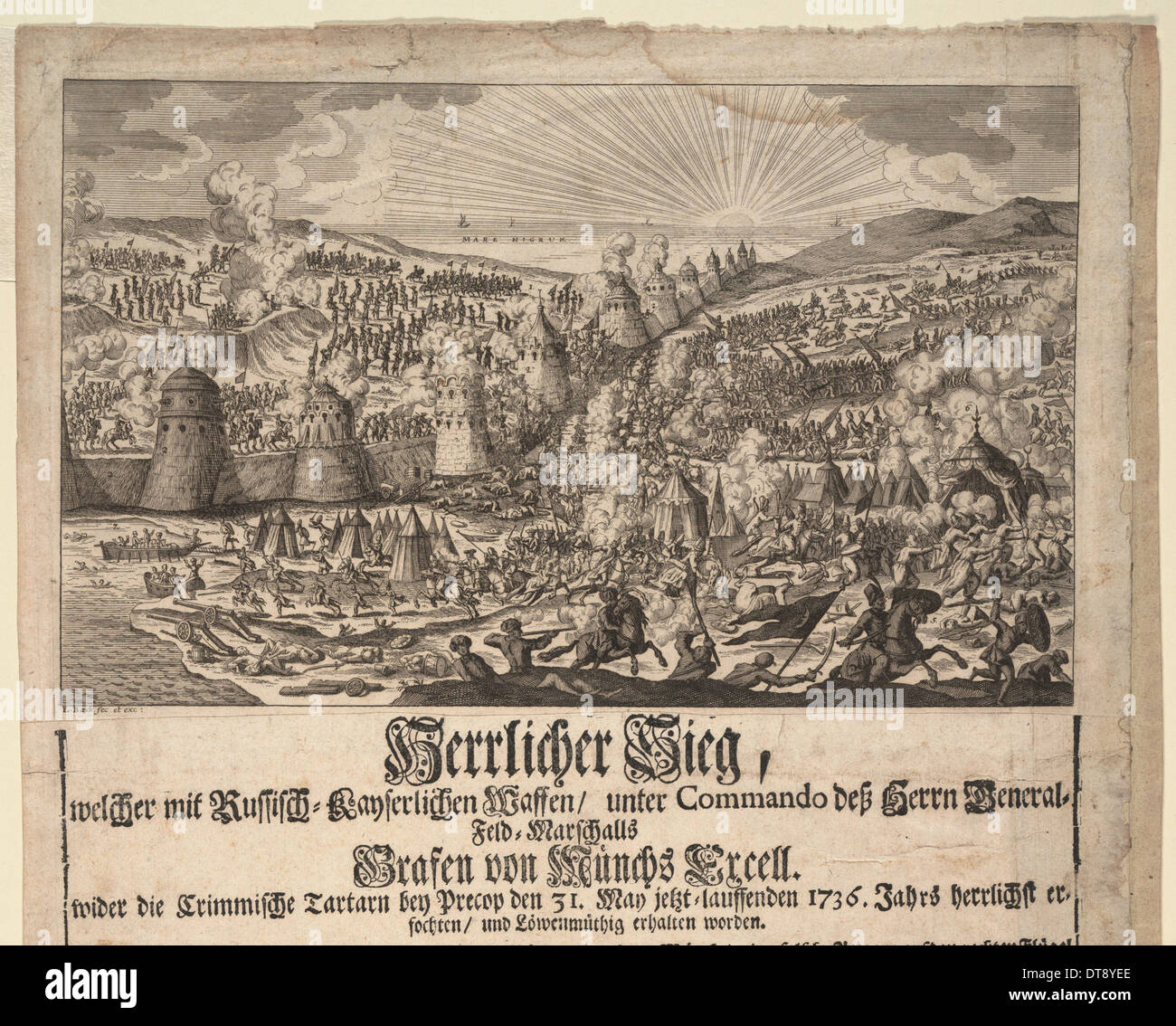 Grandiosen Sieg der russischen Armee bei Perekop am 20. Mai 1736, 1736. Künstler: Baeck, Elias (1679-1747) Stockfoto