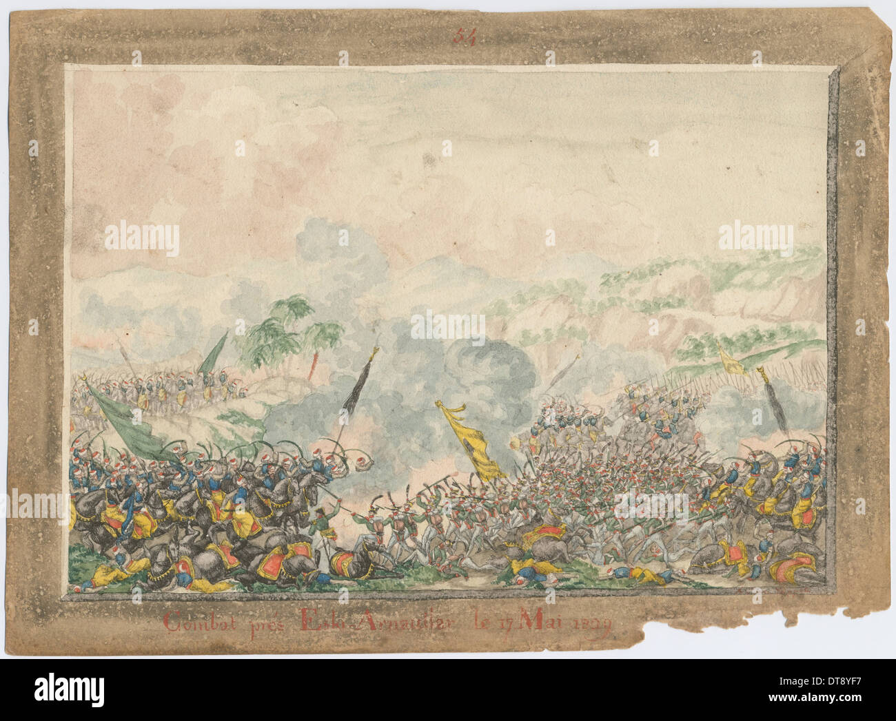 Die Schlacht in der Nähe von Provadia am Mai 1829 1829. Künstler: anonym Stockfoto