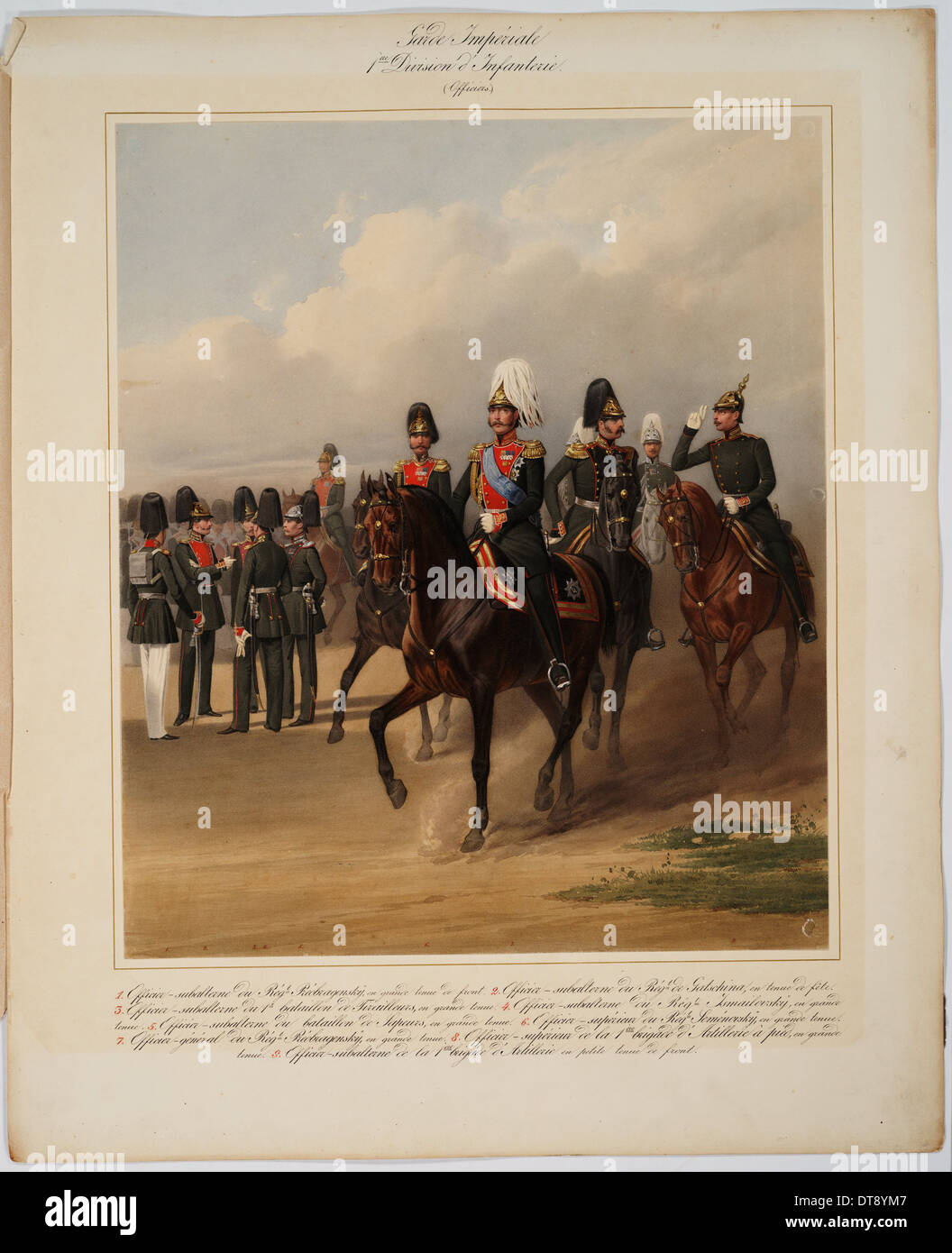 Offiziere der 1. Garde Infanterie-Division der russischen kaiserlichen Garde, 1867. Künstler: Piratsky, Karl Karlowitsch (1813-1889) Stockfoto