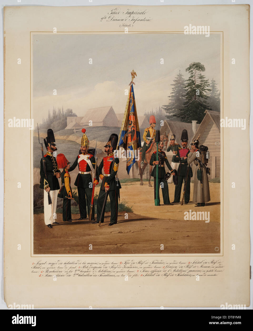 Soldaten der 2. Garde Infanterie-Division der russischen kaiserlichen Garde, 1867. Künstler: Piratsky, Karl Karlowitsch (1813-1889) Stockfoto