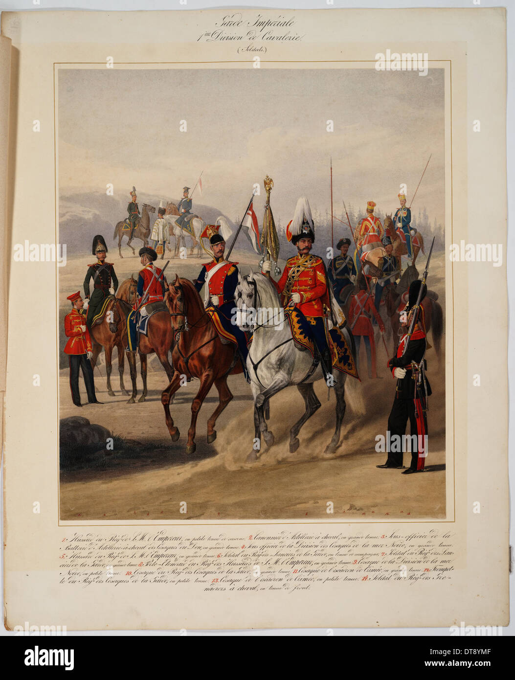 Soldaten der 1. Garde Kavalleriedivision der russischen kaiserlichen Garde, 1867. Künstler: Piratsky, Karl Karlowitsch (1813-1889) Stockfoto