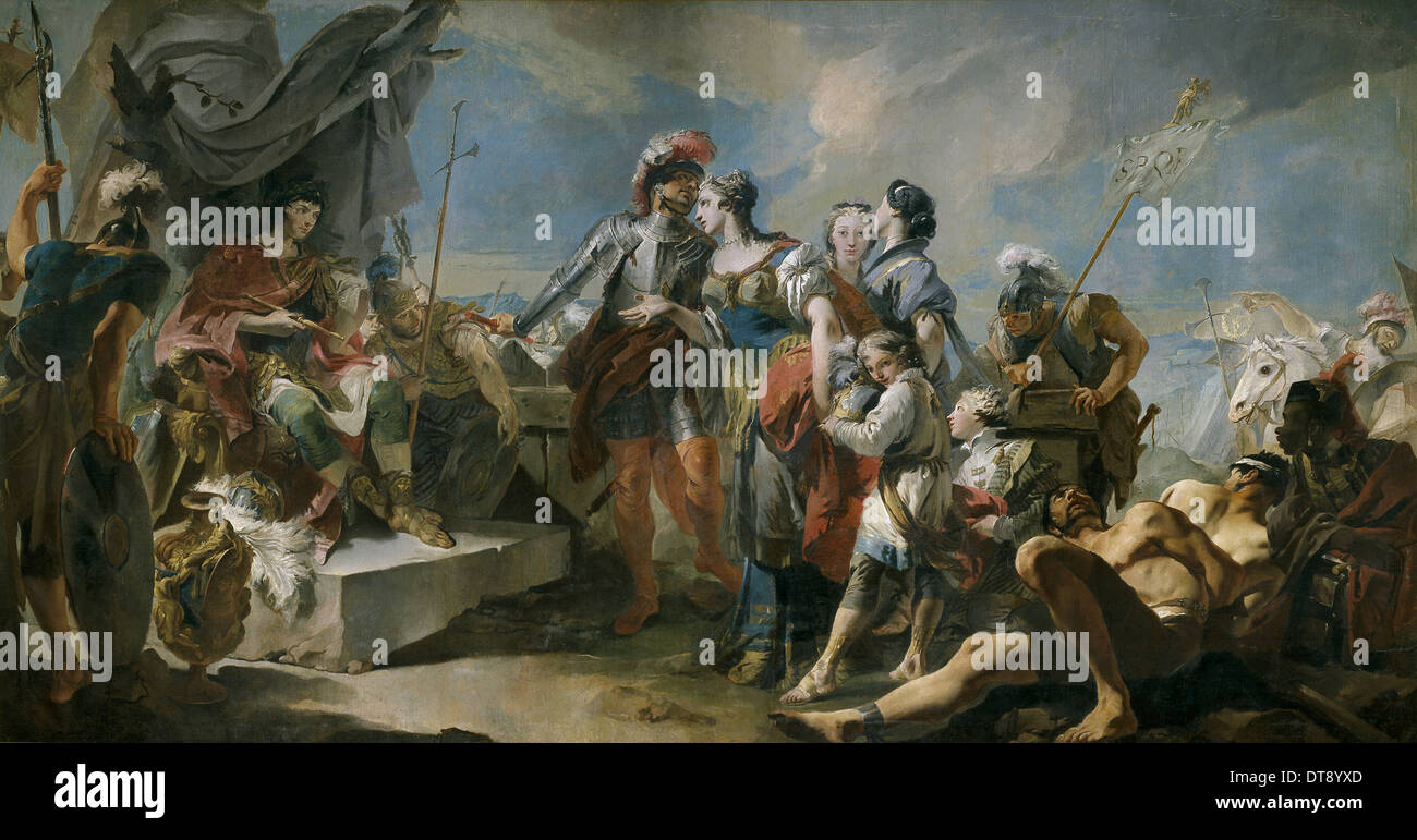 Königin Zenobia vor Kaiser Aurelian, 1717. Künstler: Tiepolo, Giandomenico (1727-1804) Stockfoto
