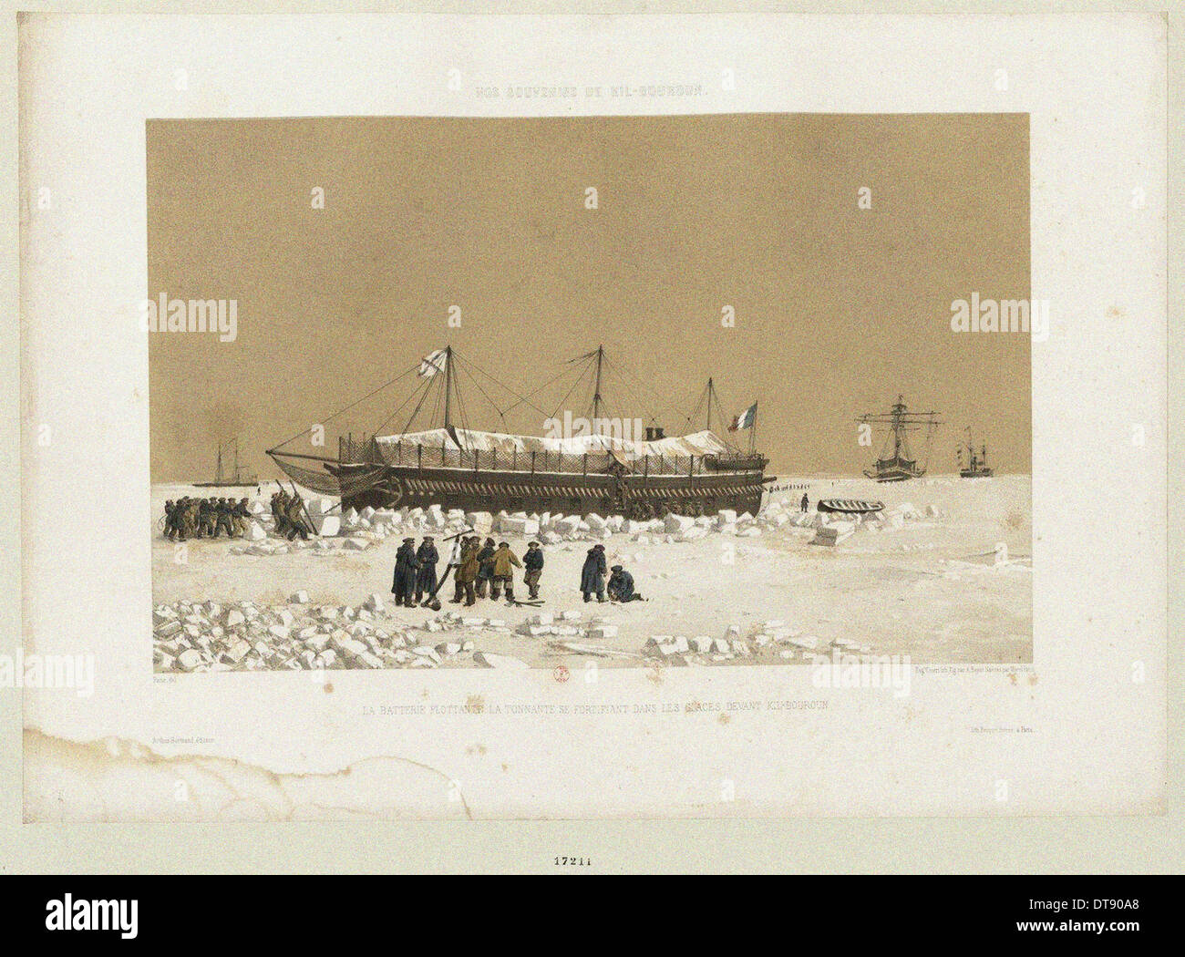 Die schwimmende Batterie Tonnante im Eis in der Nähe von Kinburn, 1856.  Künstler: Cicéri, Eugène (1813-1890 Stockfotografie - Alamy