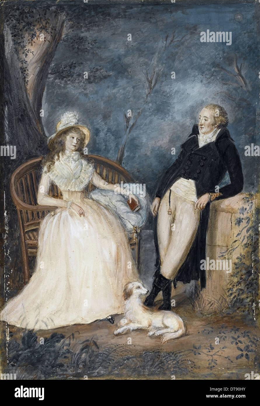 Charlotte von Stein und Johann Wolfgang von Goethe im Gespräch, zweite Hälfte des 18. Jhs.. Künstler: Deutscher Meister Stockfoto