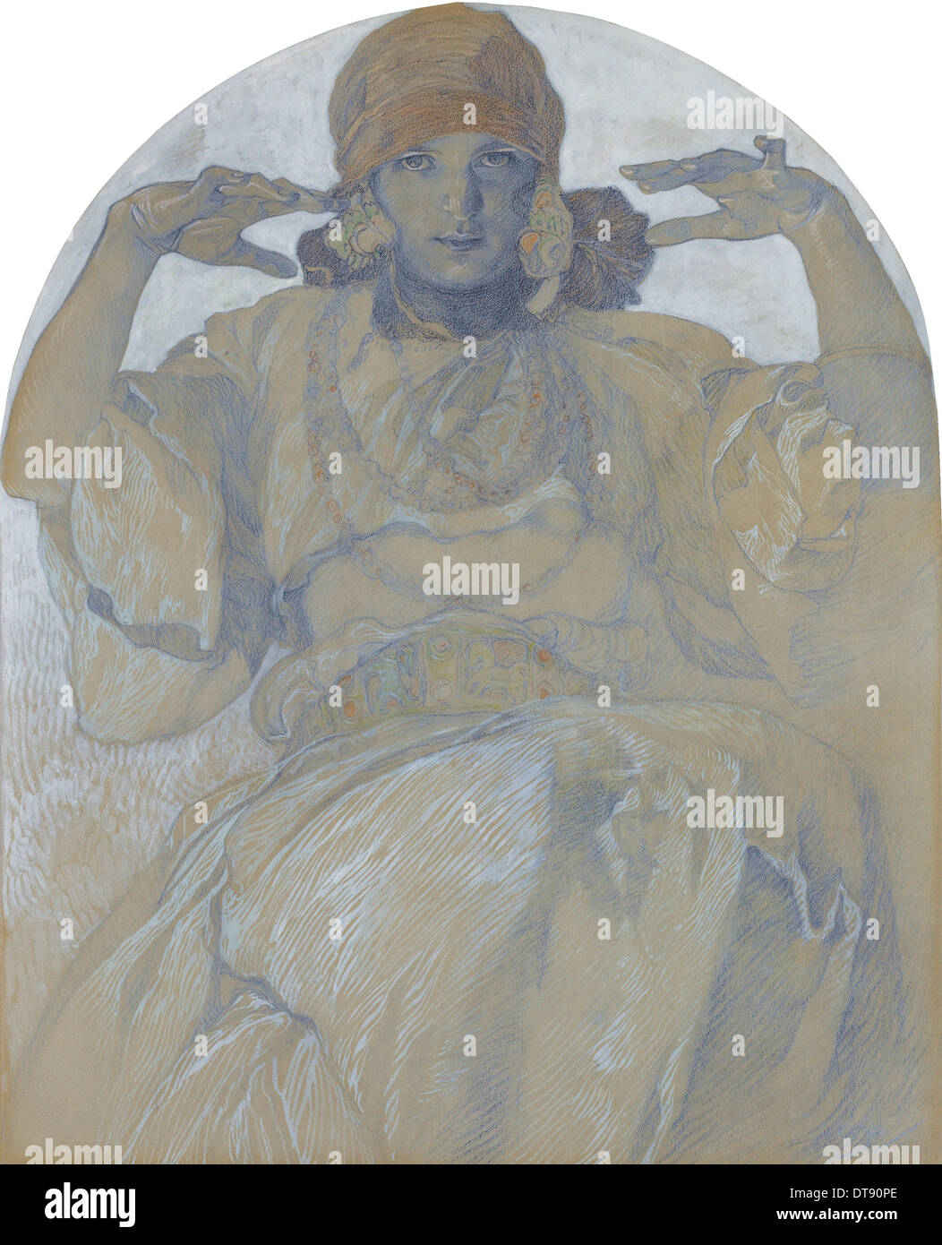 Porträt des Künstlers Tochter, Jaroslawa, c. 1924. Künstler: Mucha, Alfons Marie (1860-1939) Stockfoto