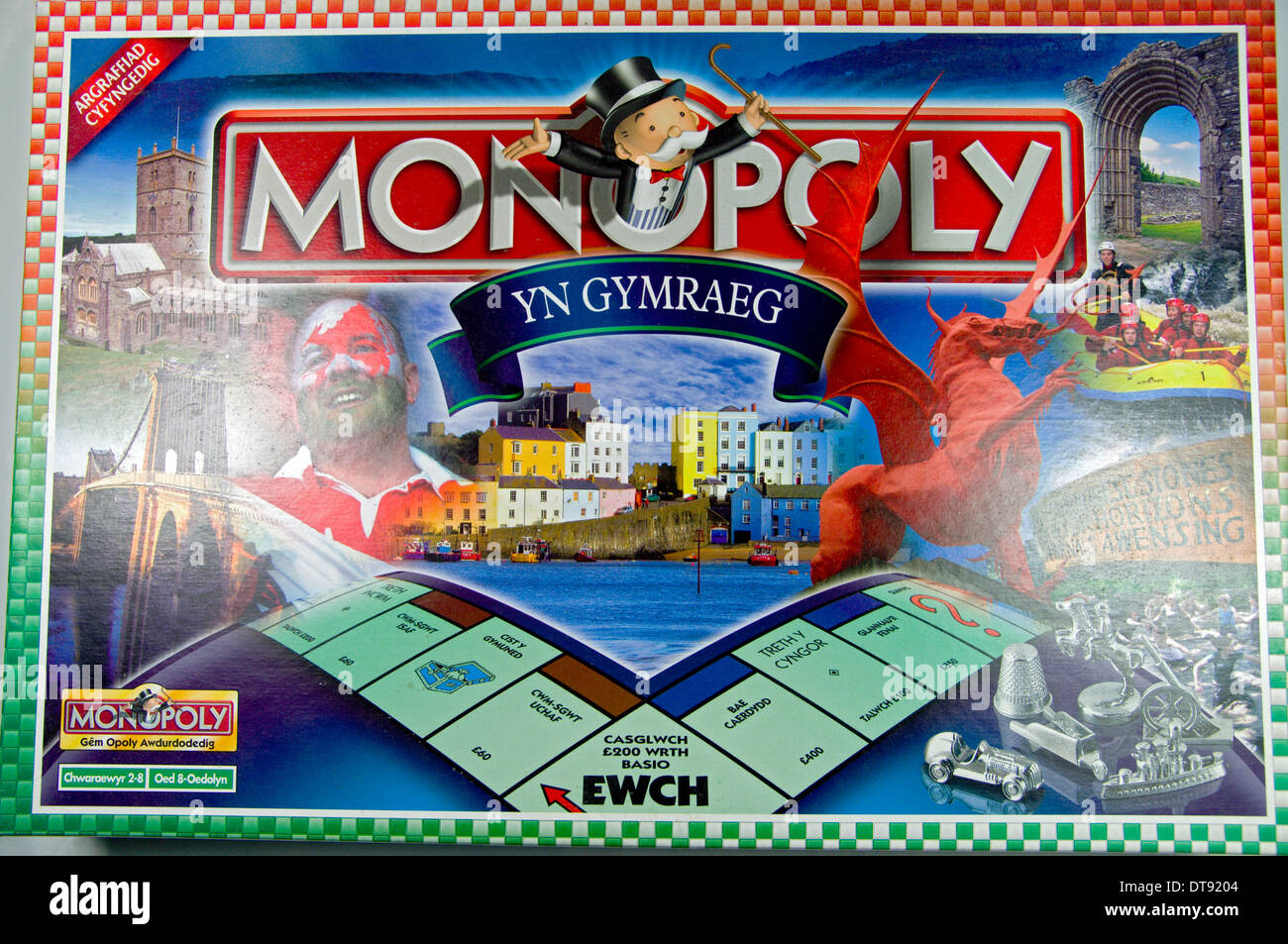 Die walisische Sprachversion von Monopoly Brettspiel. Stockfoto