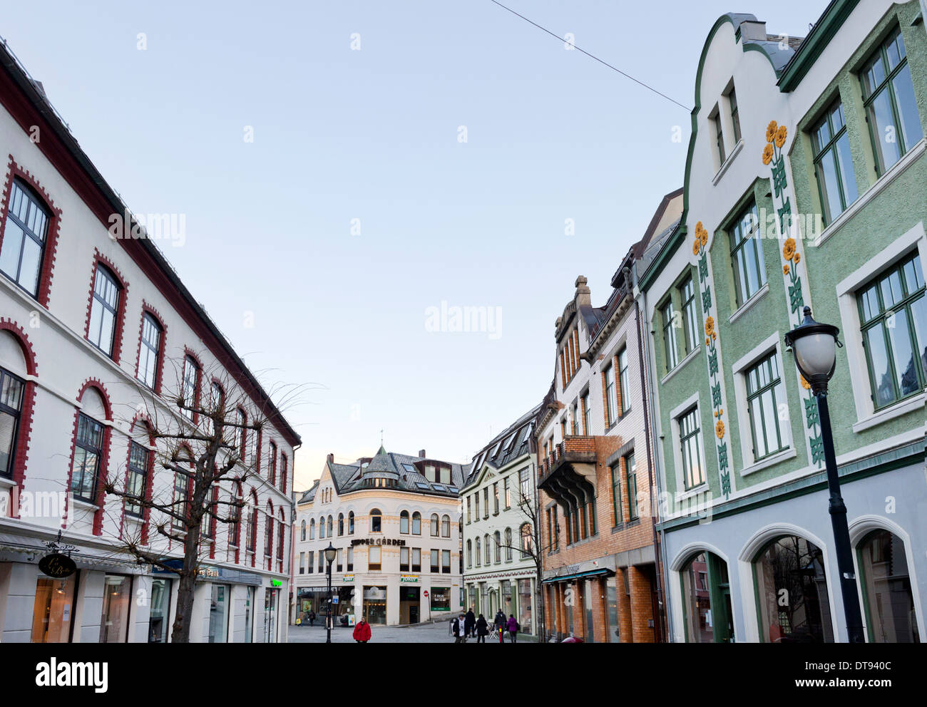 Stadtzentrum, Ålesund, Norwegen, berühmten Jugendstil-Architektur Stockfoto