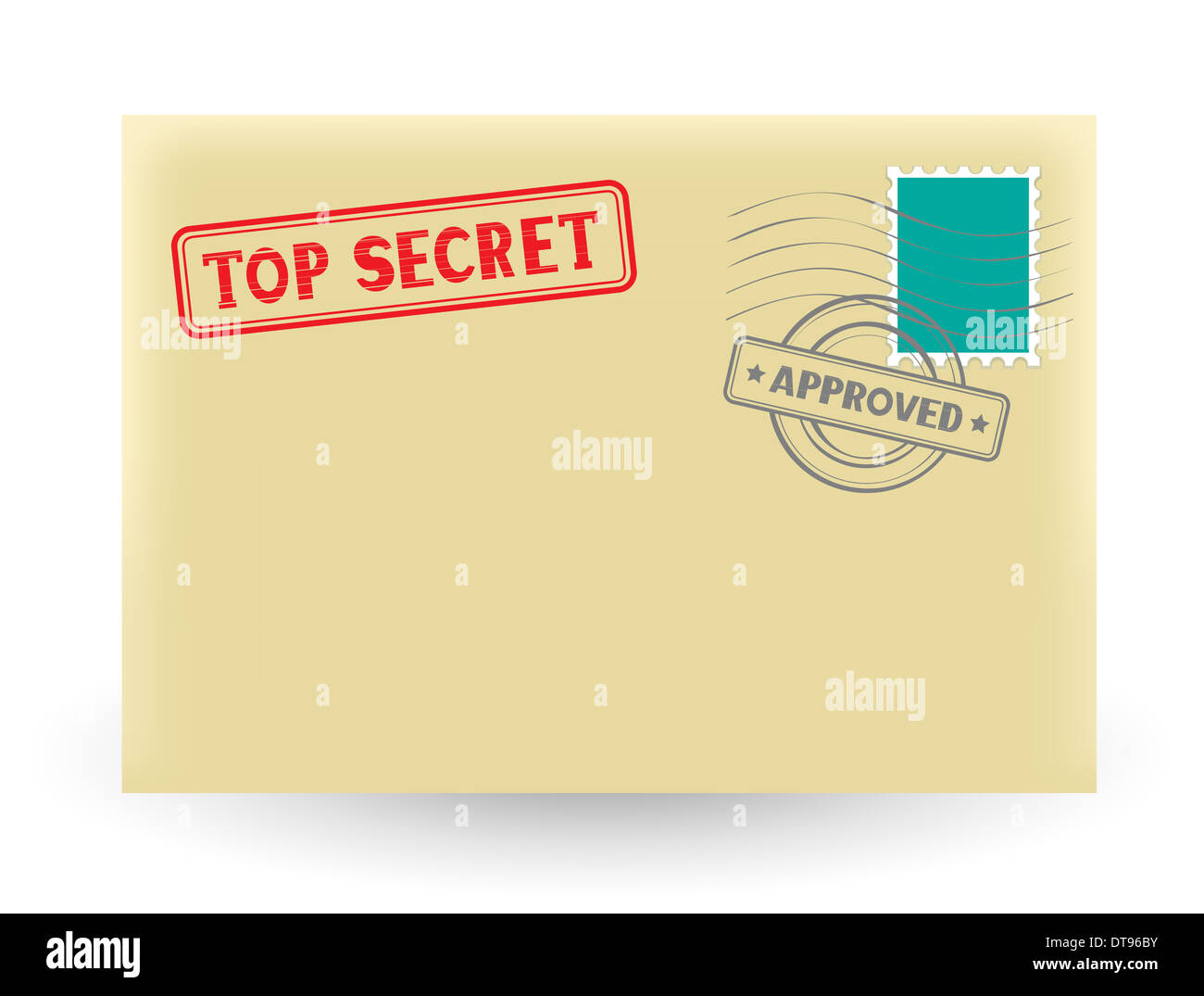 Die geheime Korrespondenz, verschlossenen Umschlag mit Stempel auf dem weißen Hintergrund Stockfoto