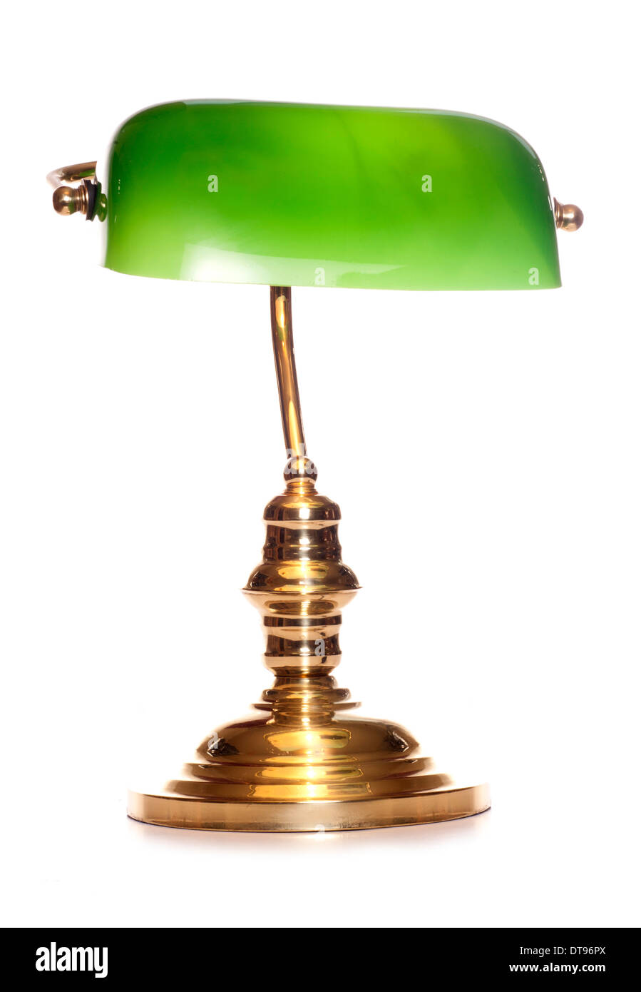 grüne Banker Lampe Studio Ausschnitt Stockfoto