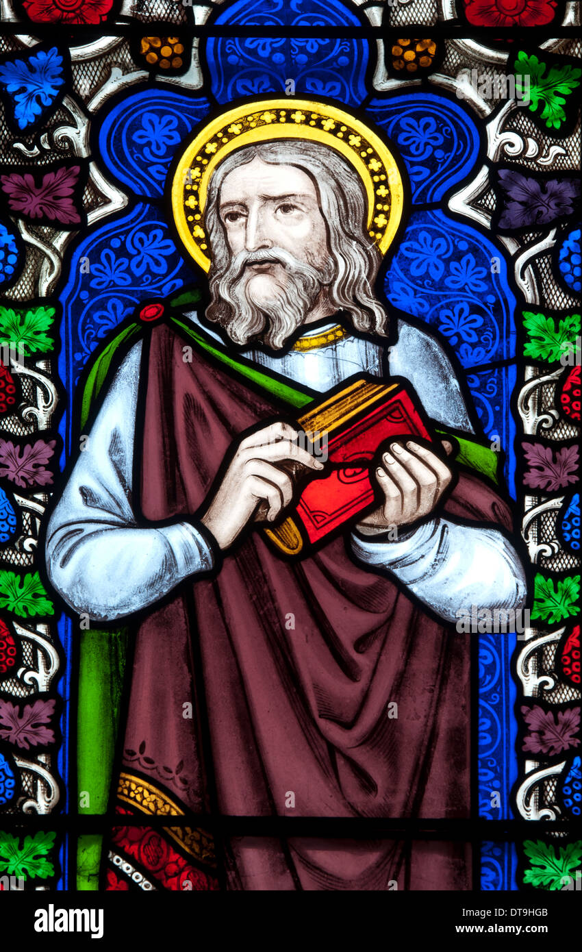 St. Barnabas Glasmalerei, St. Peter und St. Paul Church, Newport Pagnell, Buckinghamshire, England, UK Stockfoto