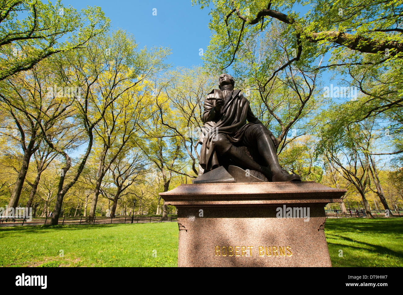 Robbert Burns Statue auf der Mall im Central Park in New York City, USA Stockfoto