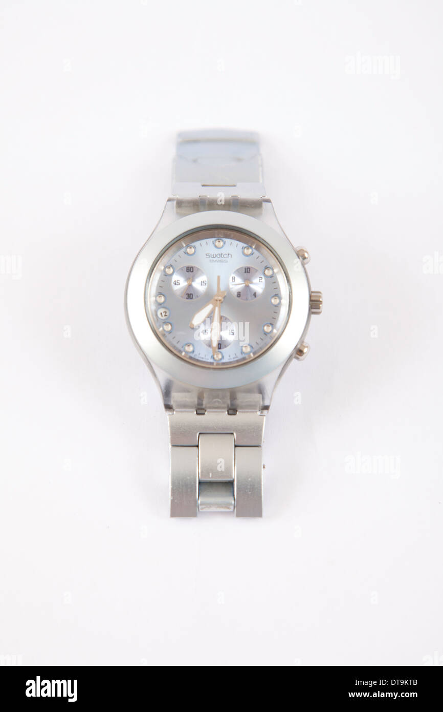 Swatch Full Blooded Licht blau Unisex Armbanduhr Stockfoto