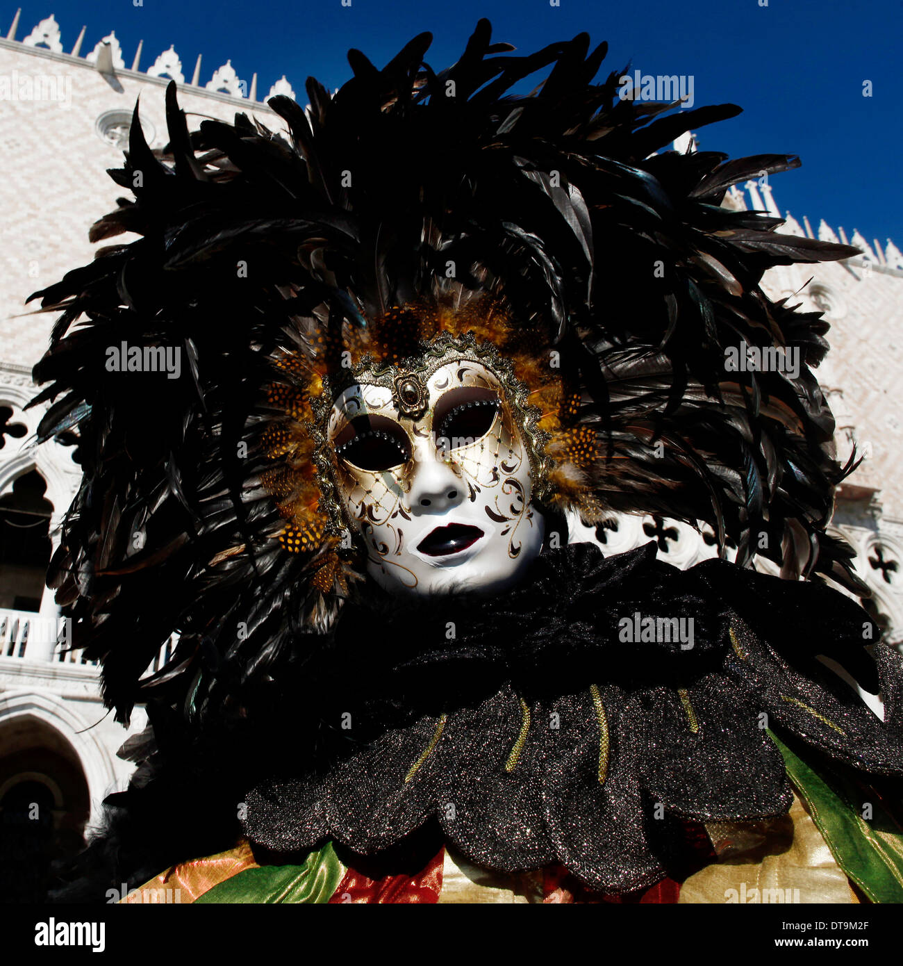 Eine weichkantige Maske im Karneval von Venedig Stockfoto
