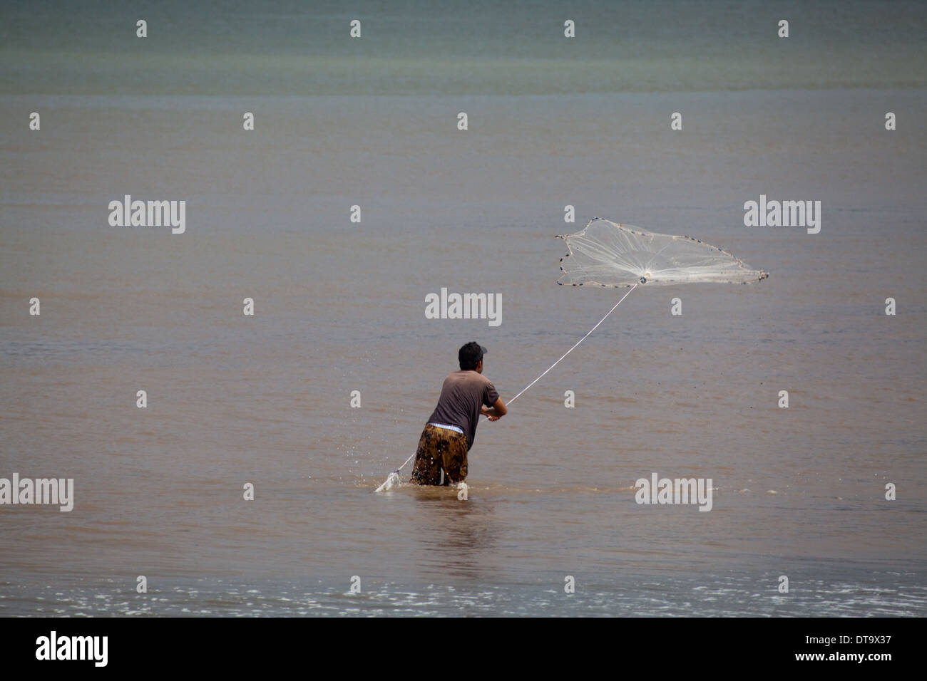 Fischer mit einem Darsteller oder net zu werfen. Drake Bay. Bahia Drake. Puntarenas. Süd West Costa Rica. Zentral-Amerika. Stockfoto