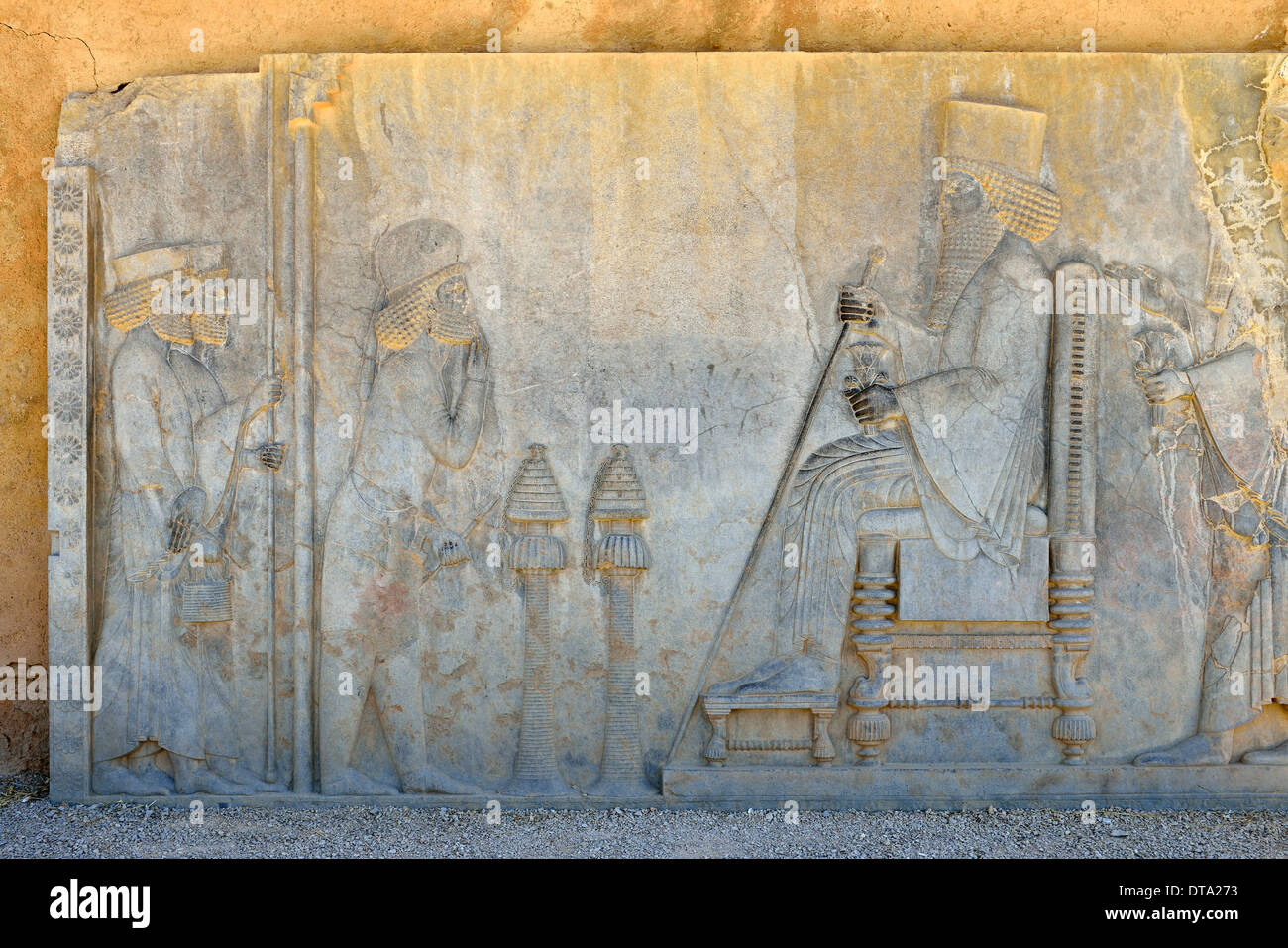Audienz beim König, Flachrelief, Apadana Palast, antiken Stadt Persepolis, UNESCO-Weltkulturerbe in der Nähe von Shiraz Stockfoto