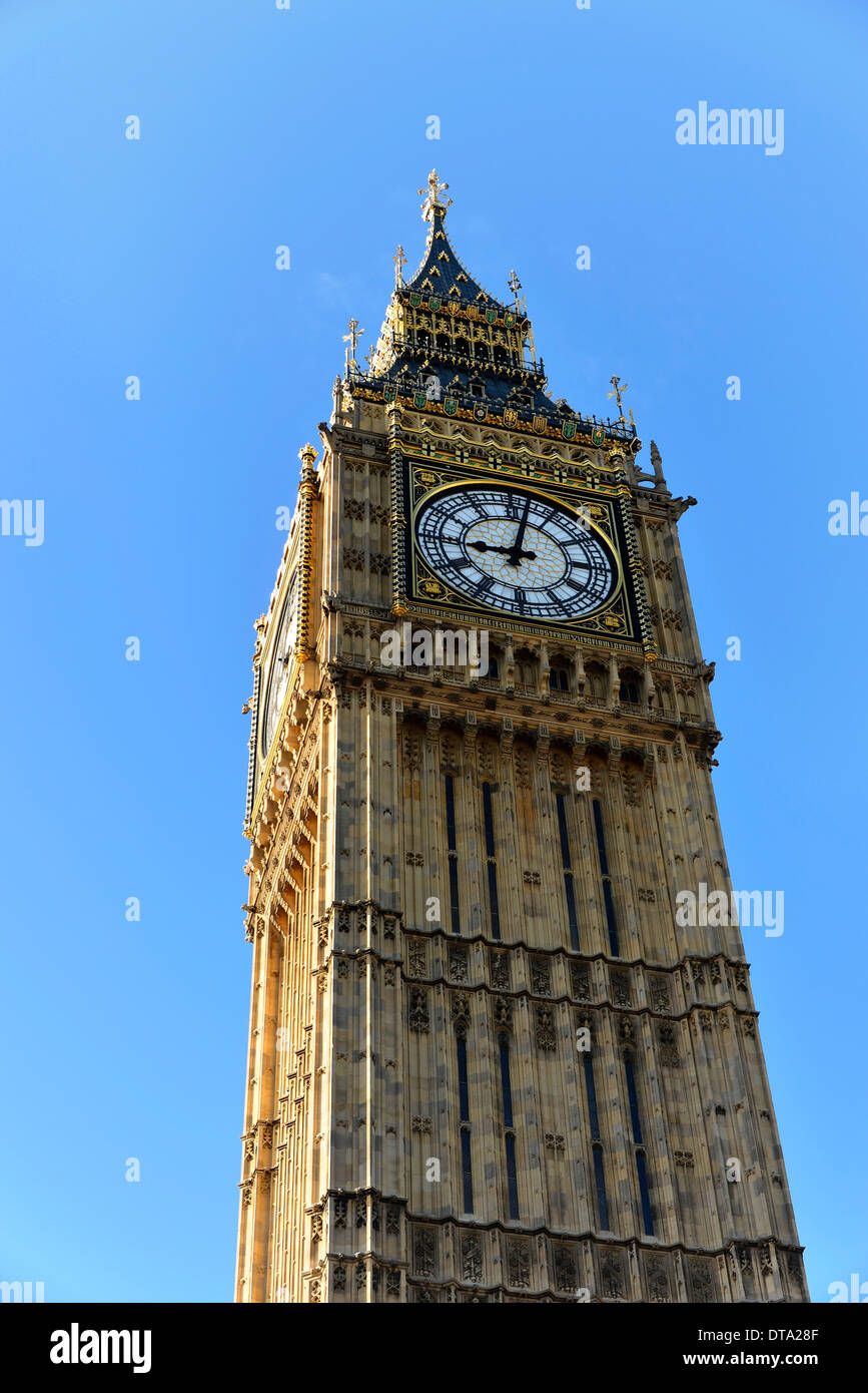 Elizabeth Tower oder Big Ben, Palast von Westminster, UNESCO-Weltkulturerbe, City of London, London Region, England Stockfoto