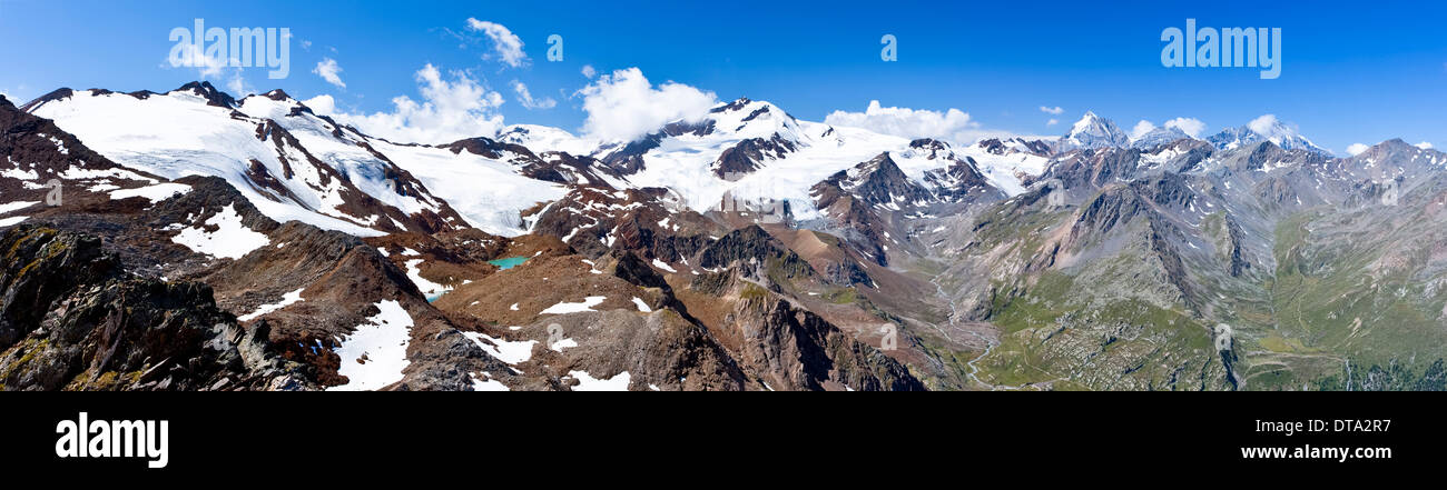 Monte Cevedale Berg, Zufallspitze Berg und die Ortler Gruppe mit König, Zebru und Ortler Berge, Alto Adige, Italien Stockfoto