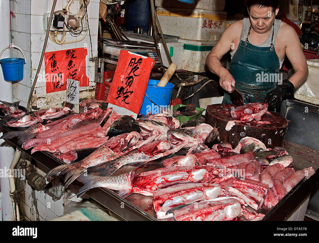 Fisch stand auf der Red Market, Macau, China Stockfoto