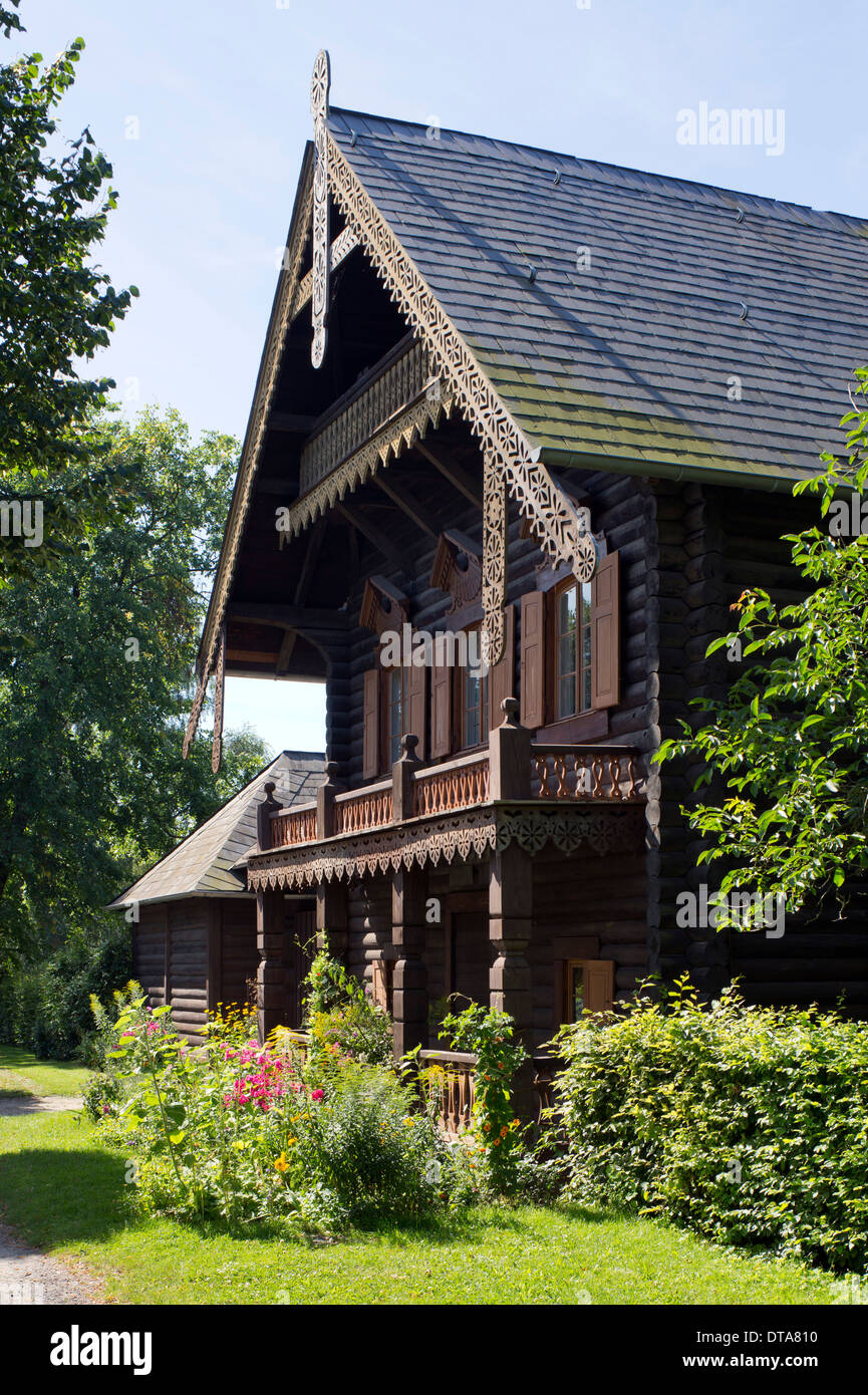 Potsdam, Dorf militärischen Kolonie Alexandrowka, Holzhaus Nr. 12 Stockfoto