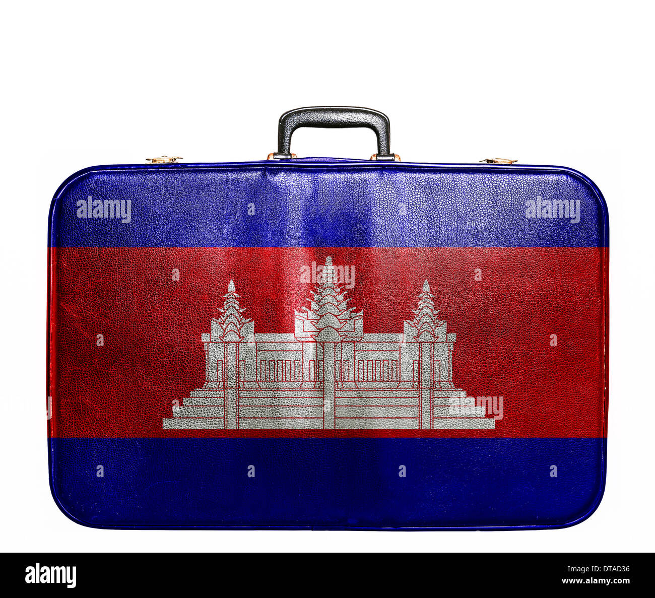 Vintage Reisetasche mit Flagge von Kambodscha Stockfoto