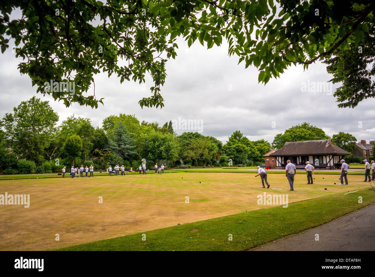 Bowling-Spiel im Gange Stockfoto