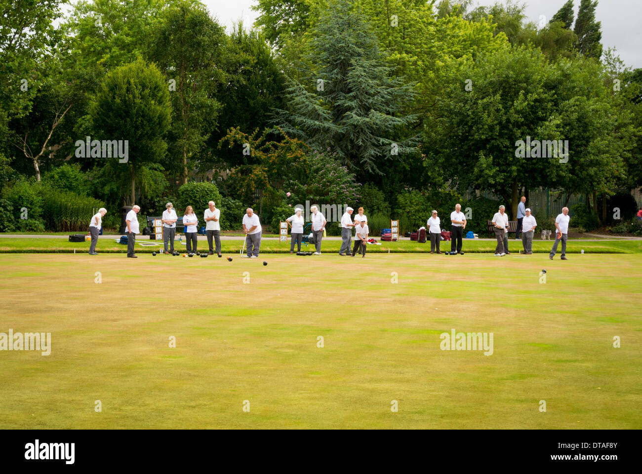 Bowling-Spiel im Gange Stockfoto